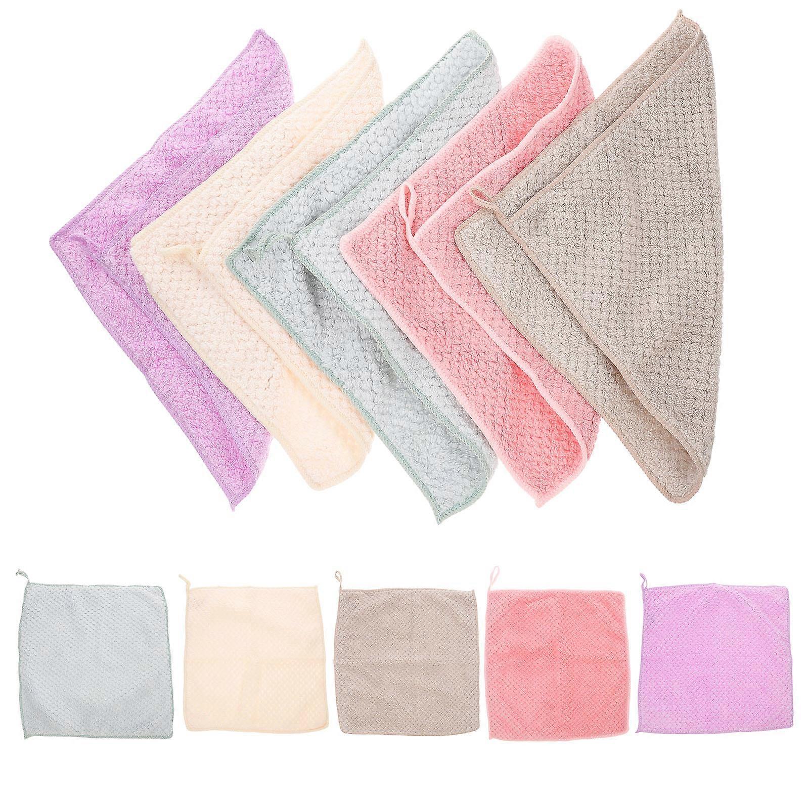 10pcs Coral Fleece Hand Towels with Hanging Loop – Super Absorbent, Fast Drying Towelling Cloths for Kitchen & Bathroom Use – Soft & Multi Purpose