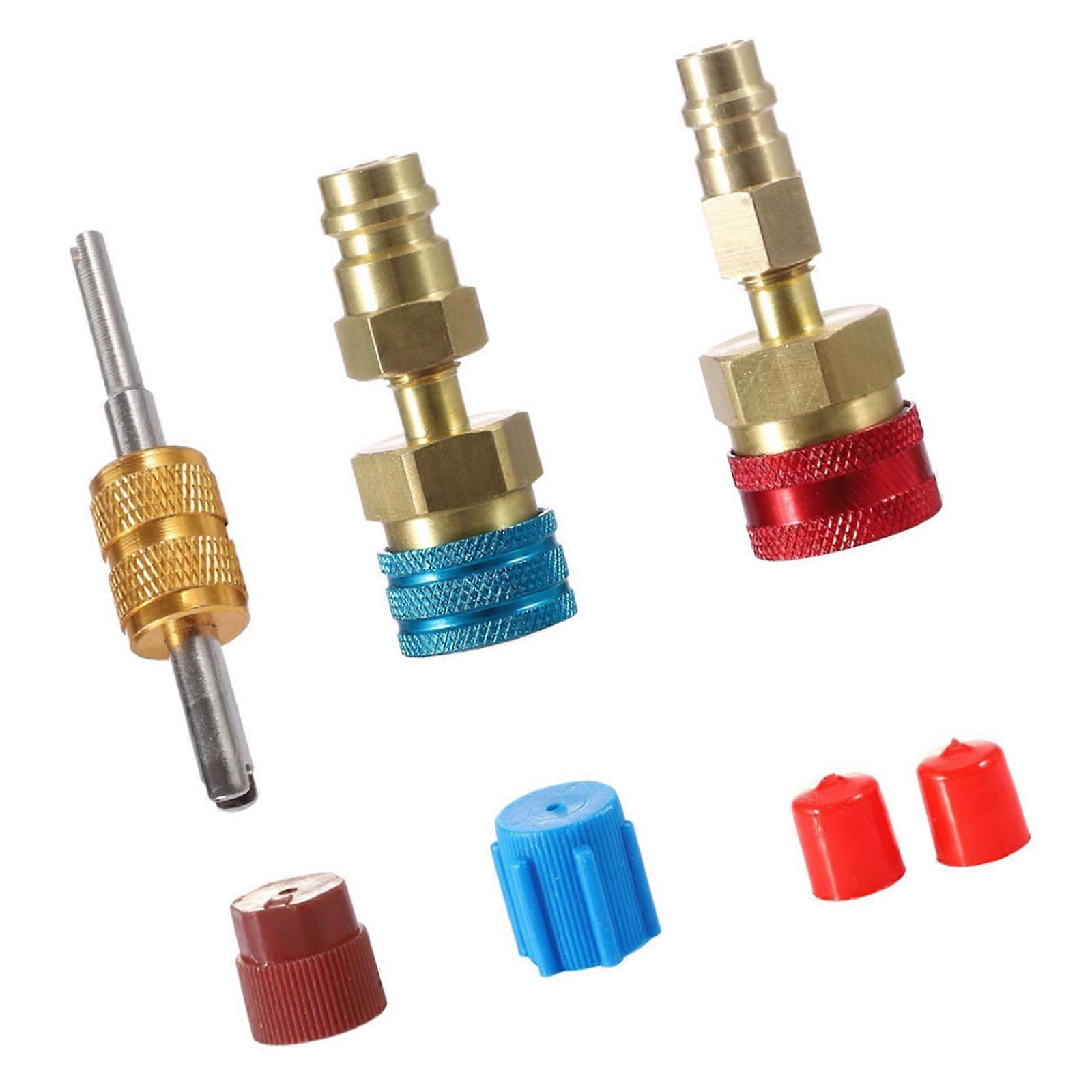 R1234YF Fitting Connector for Car Conditioner AC Charging R1234YF Quick Couplers Kit R1234YF to R134A Conversion Kit Multicolor