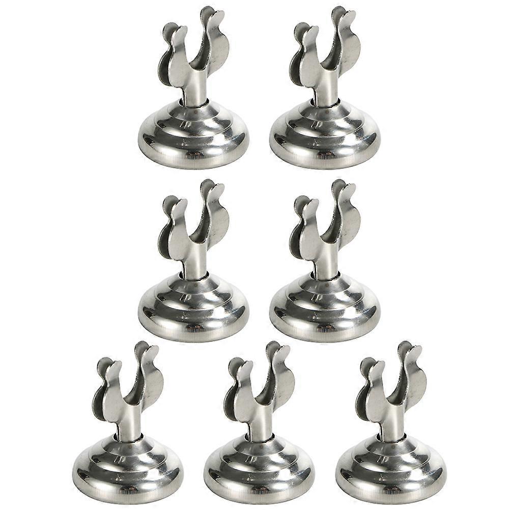 1 Set 7 Pcs Elegant Silver Stainless Steel Table Number Holders for Cards and Decor 4cm
