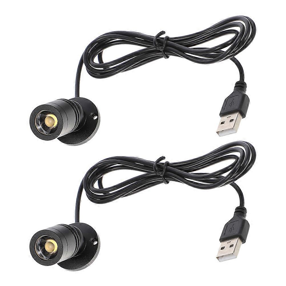 LED Mini Spotlight USB Spotlight for Cabinet Lighting 2Pcs