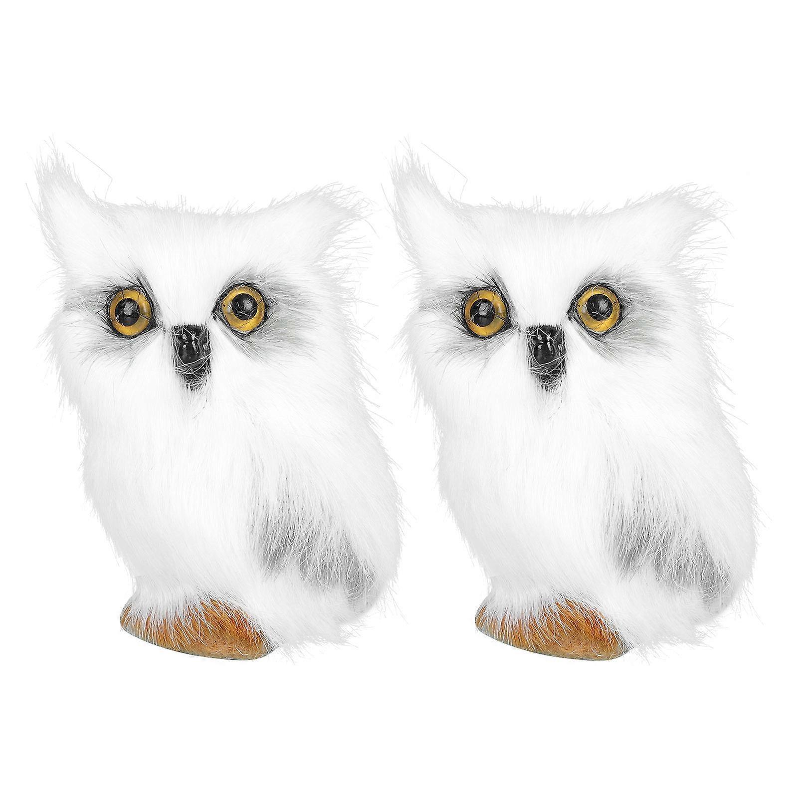 White Owl Shape Adornment for Desktop Decor Made of Plastic Perfect for Home and Office Decor 2 Pieces