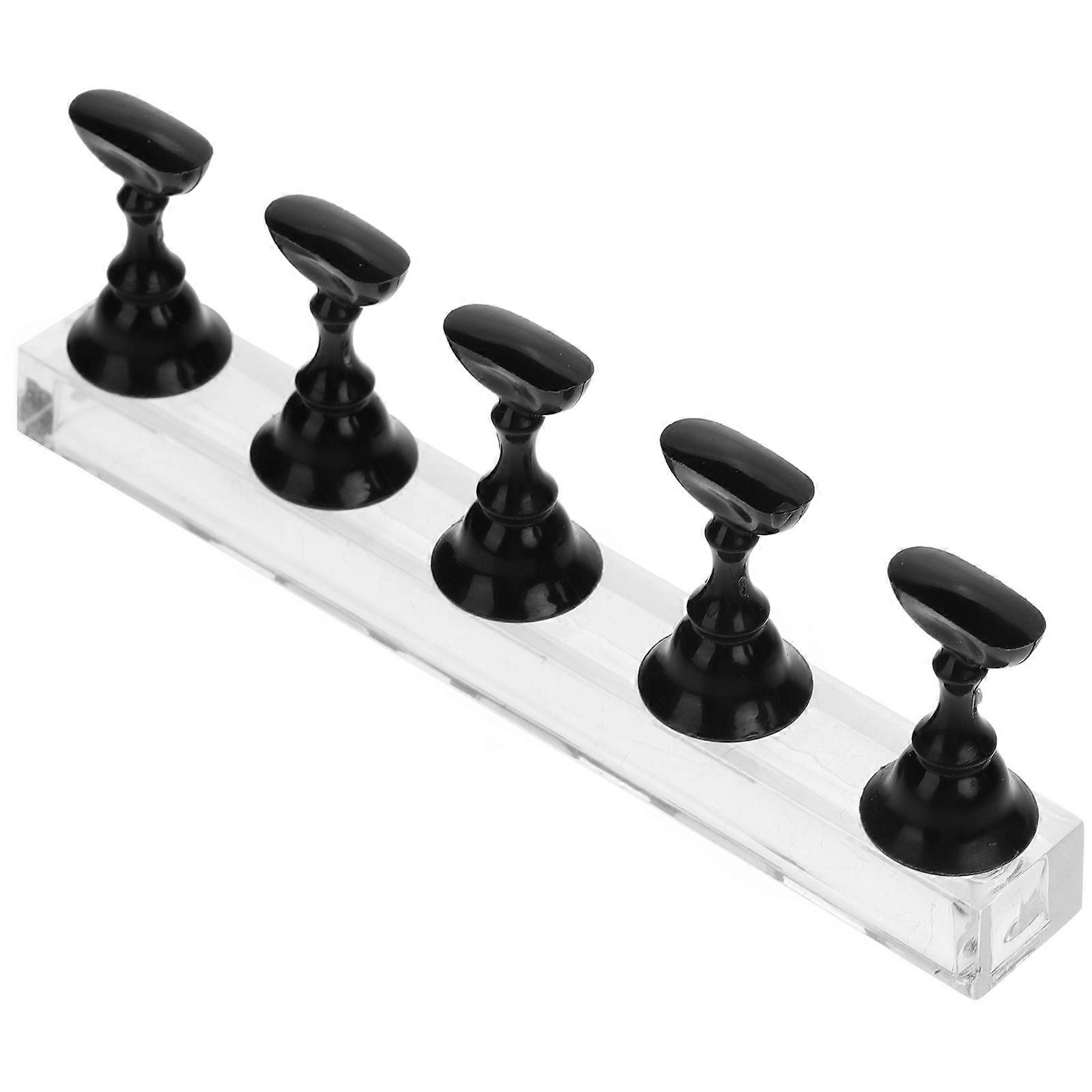 Nail Stand for Press On 5pcs Nail Holder for Painting Fake Nails Display Stand Practice for Nail Art Home Salon Black