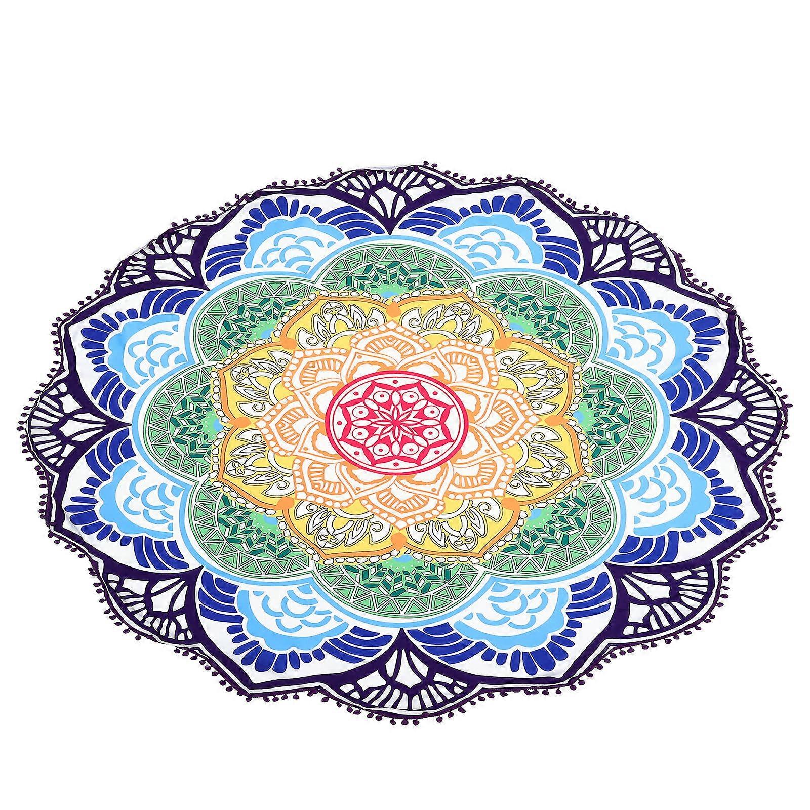 Tapestry Beach Towel Home Use Round Shape Multi-Colored 135x135cm Yoga Mat 1Pack
