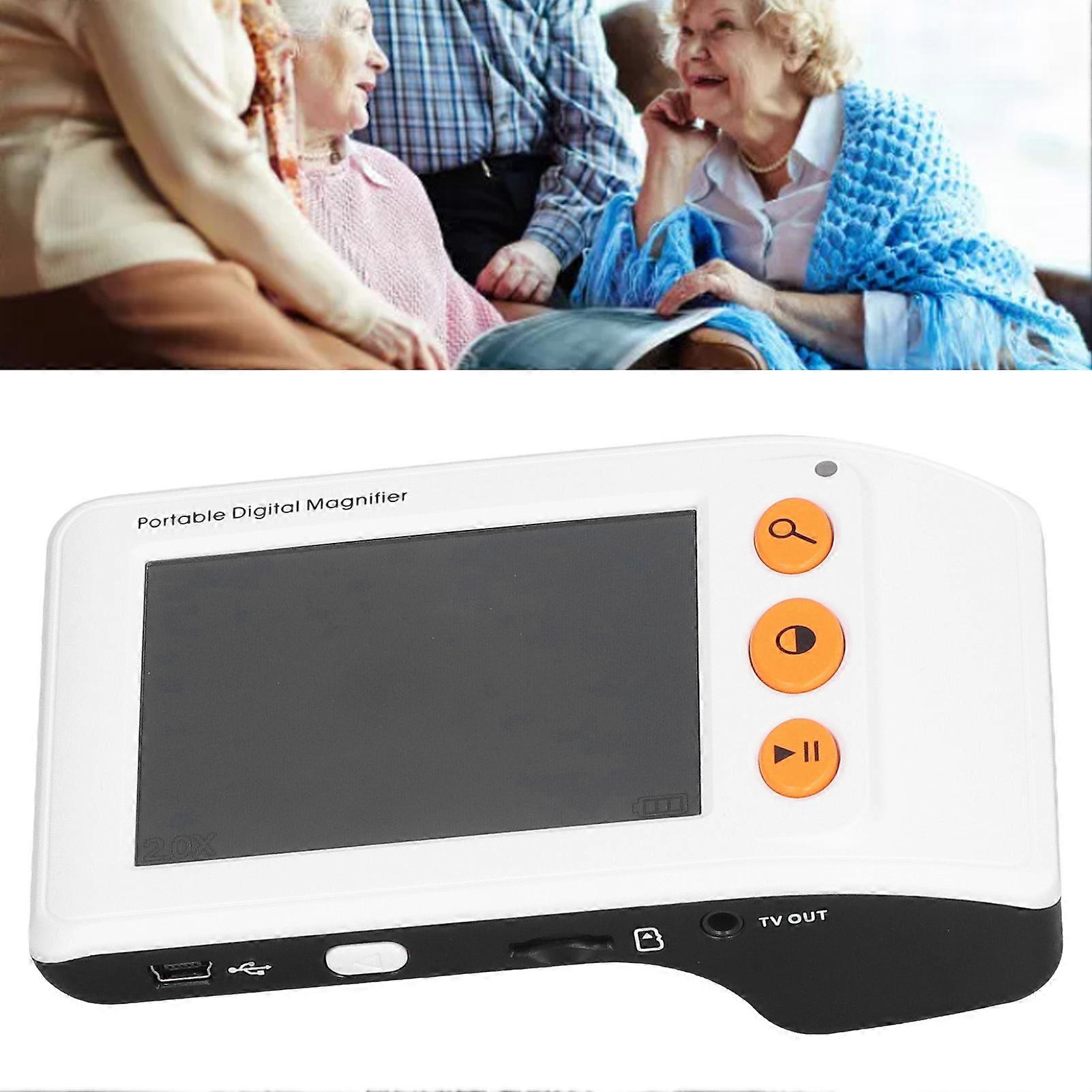 3.5in Portable Video Digital Magnifier 2X‑25X Zoom Electronic Reading Aid with 8 Color Modes for Low Vision White