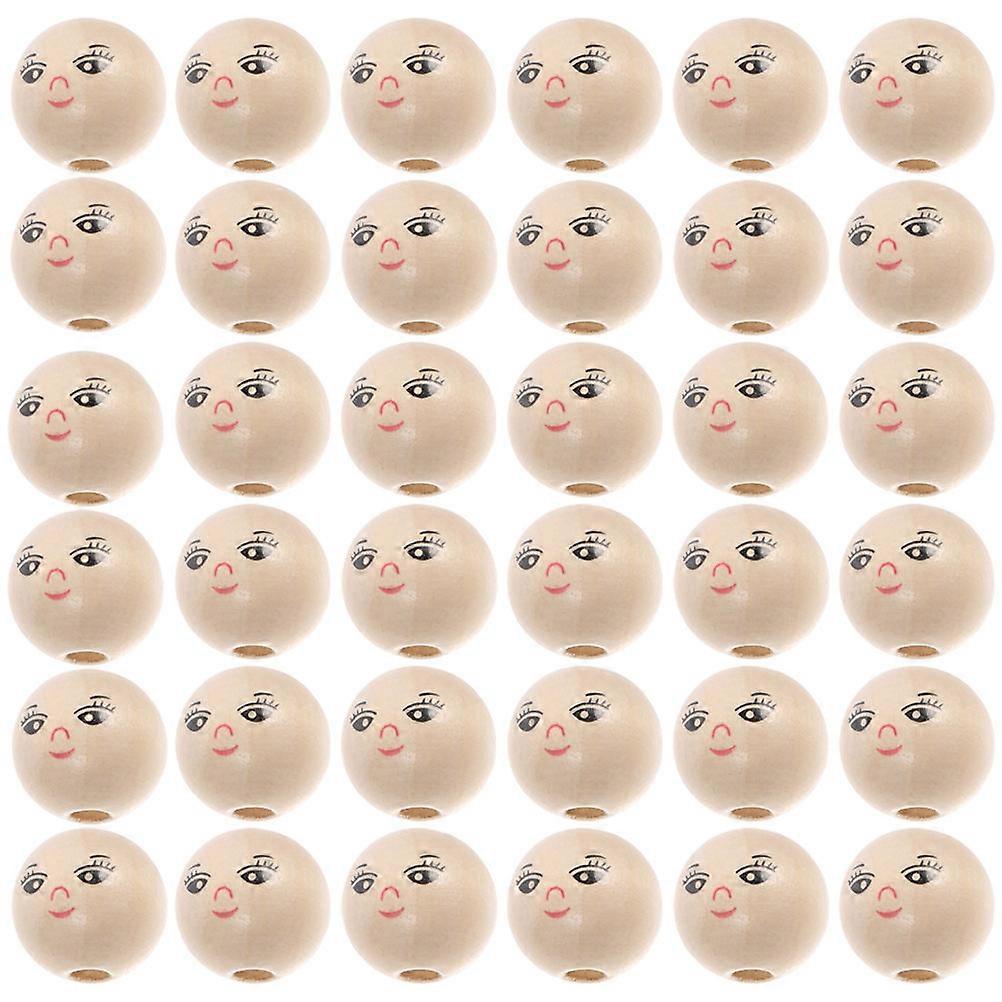 Wooden Loose Beads Smiling Faces For Home Decor Classroom Crafts Diy Enthusiasts 100Pcs