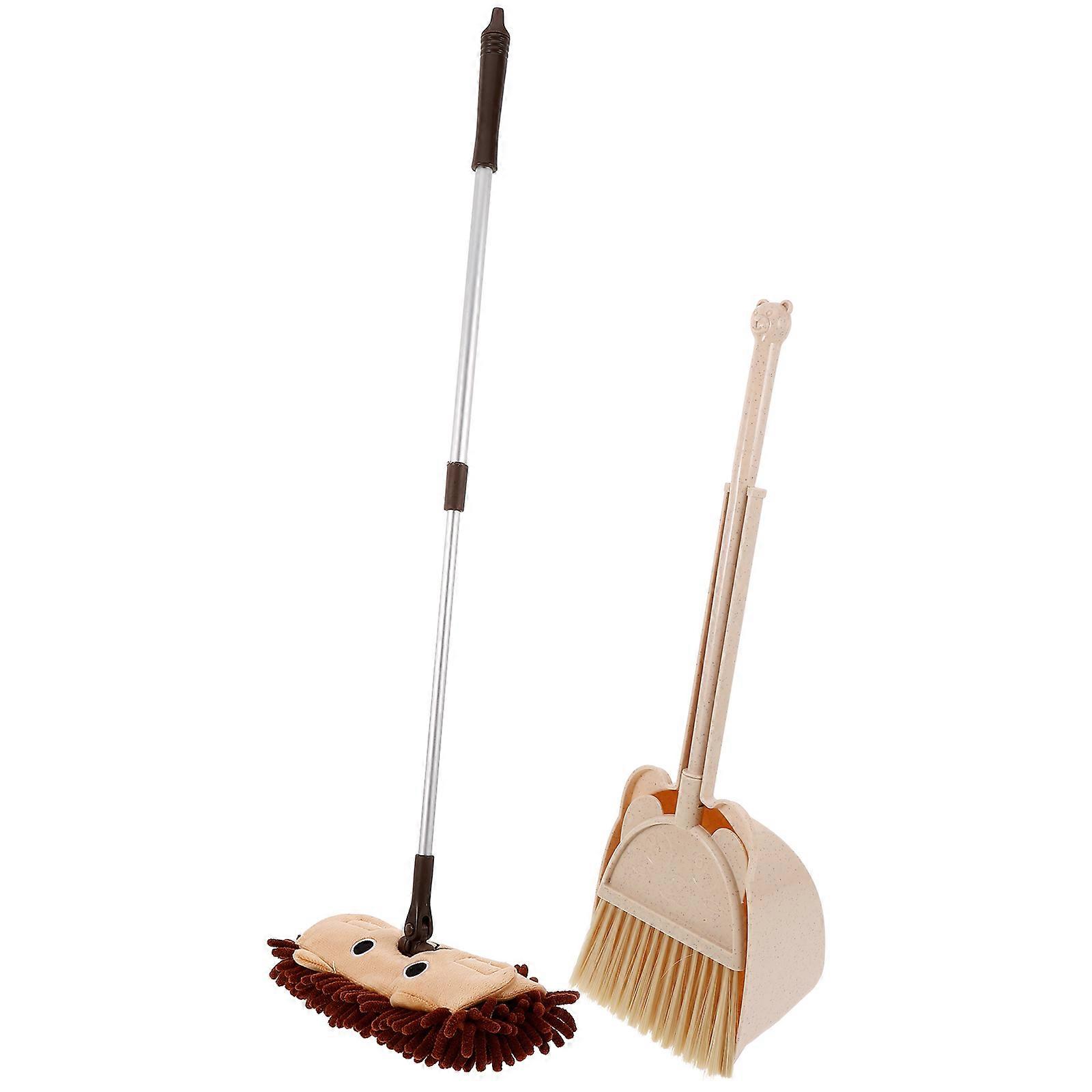 Mini Broom And Dustpan Set For Children Household Chores Teaching Cleaning Habits Coffee Brown 1Set