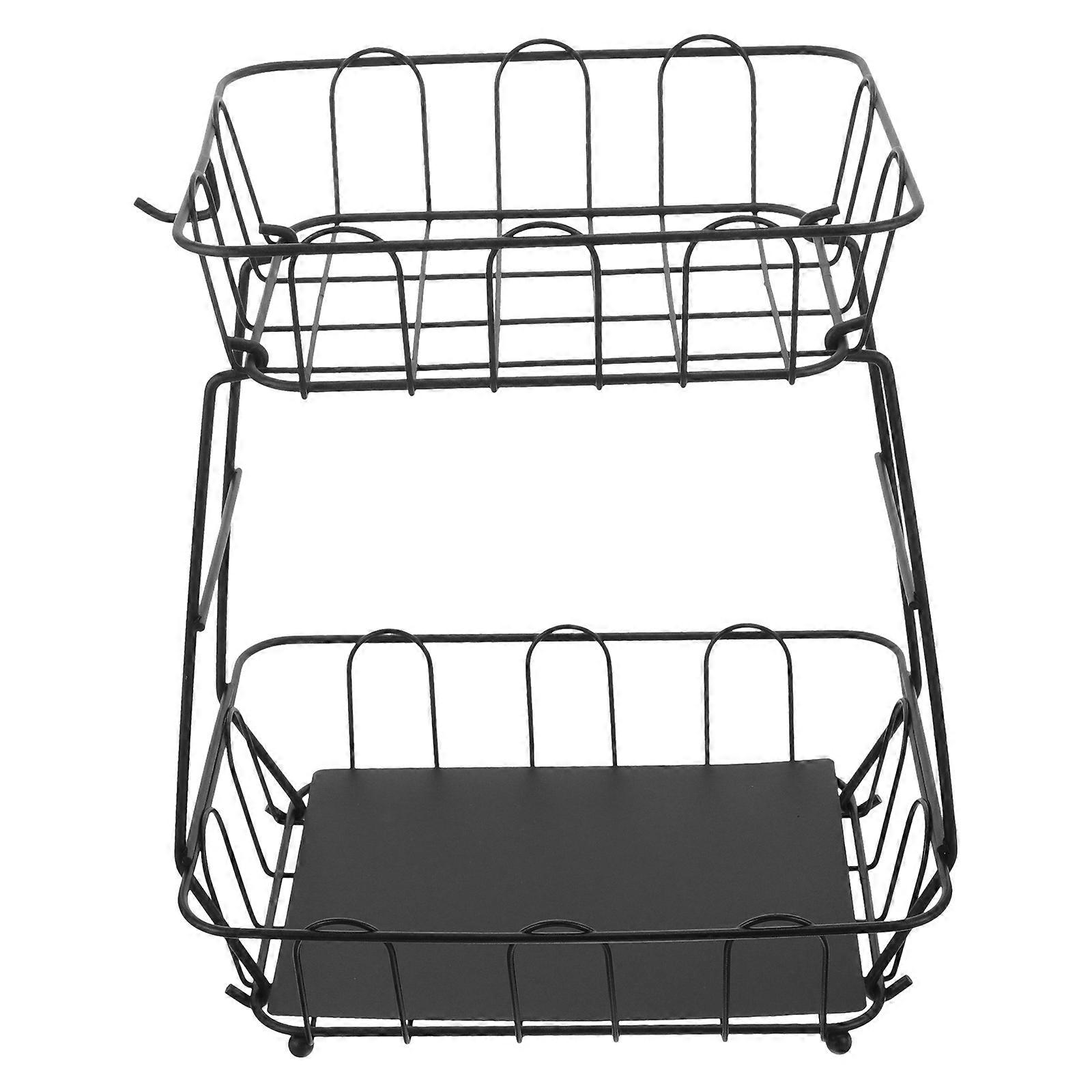 Metal Wire Vegetable Basket 2 Tier Storage Organizer for Kitchen Counter and Dining Table