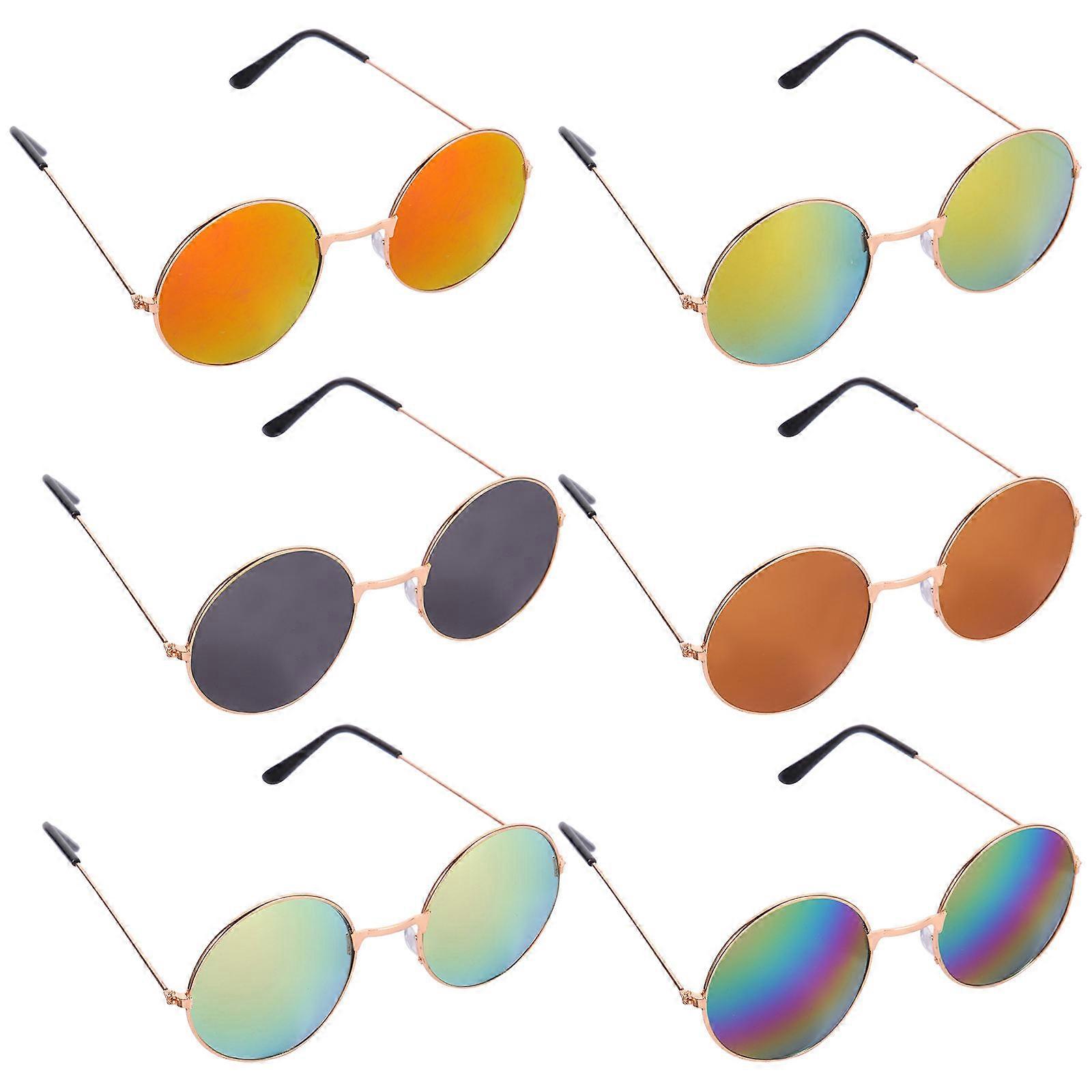 Party Round Sunglasses UV Protection Alloy Frame Resin Lens Beach Party 13.50X13.00X5.40CM 6Pcs