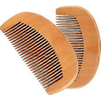 2 stuks handgemaakte houten haarkam voor mannen en vrouwen - brede kam voor krullen Afro haar, antistatische kammen voor nat haar, snor en baarden - ya