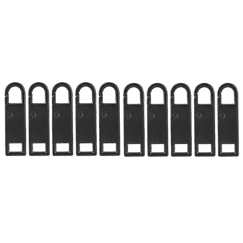 10 Pcs Zipper Pull Tab Replacement For Damaged Zippers In Black For DIY Projects And Tailor Crafts