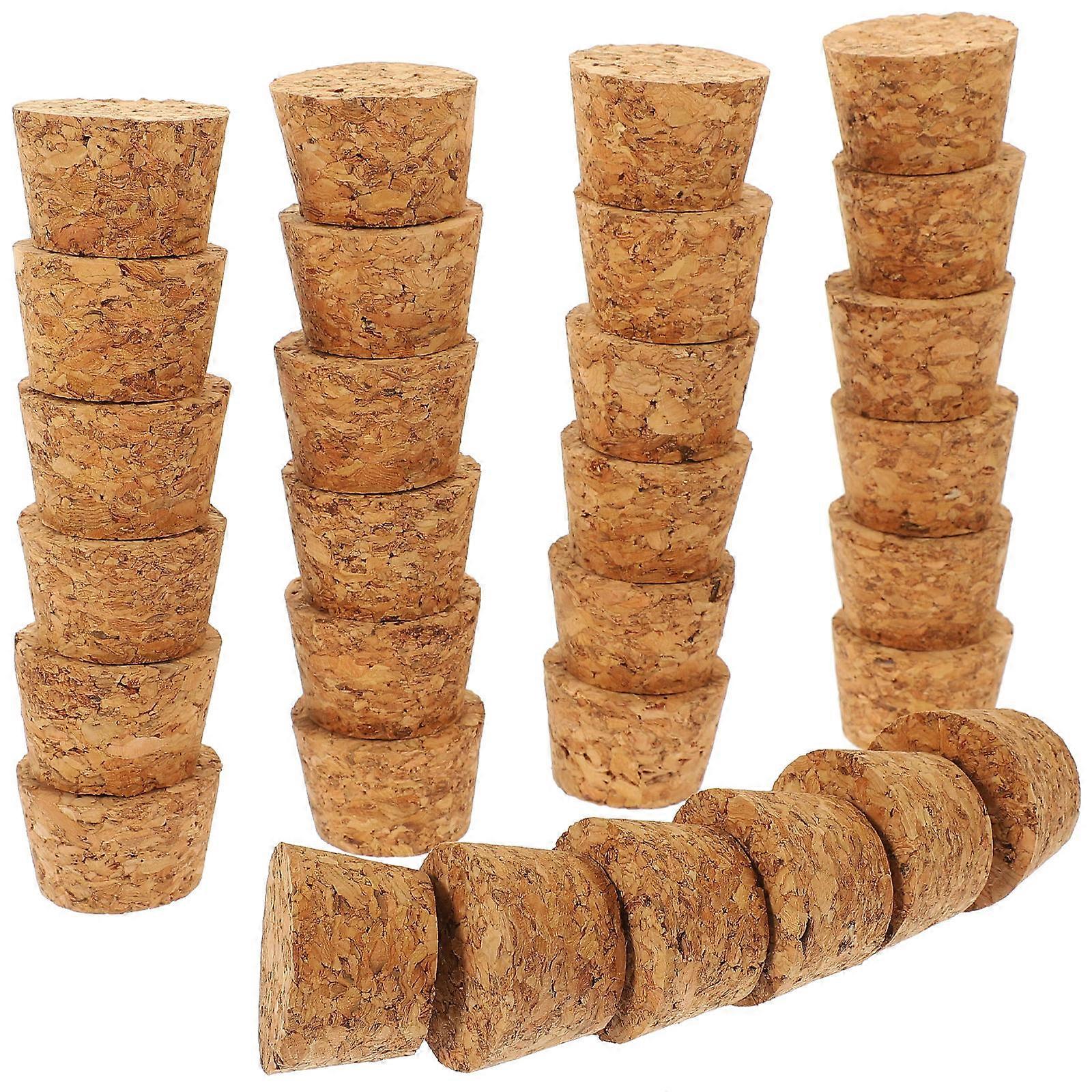 Plastic Cork Stoppers for Bottles Light Brown Cone Shape 30 Pieces Small corks for Crafts