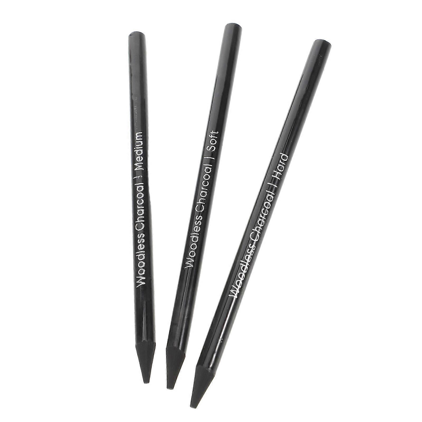 Charcoal Pencils Set Art Supplies for Drawing Sketching Soft Medium Hard 3Pcs
