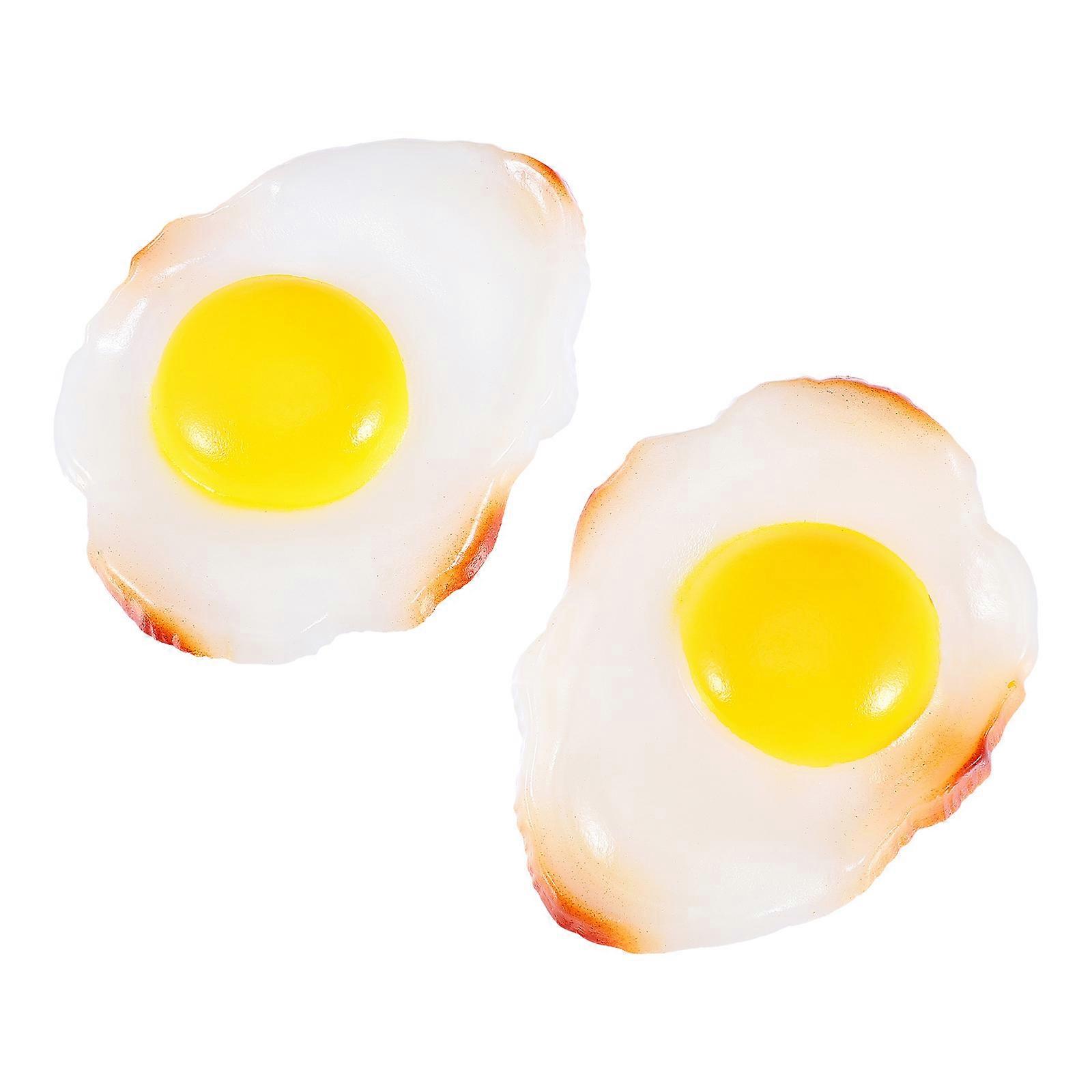 Realistic Eggs Decor 2Set Lifelike Simulation Poached Egg Props White Color Perfect For Children Play And Home Decoration