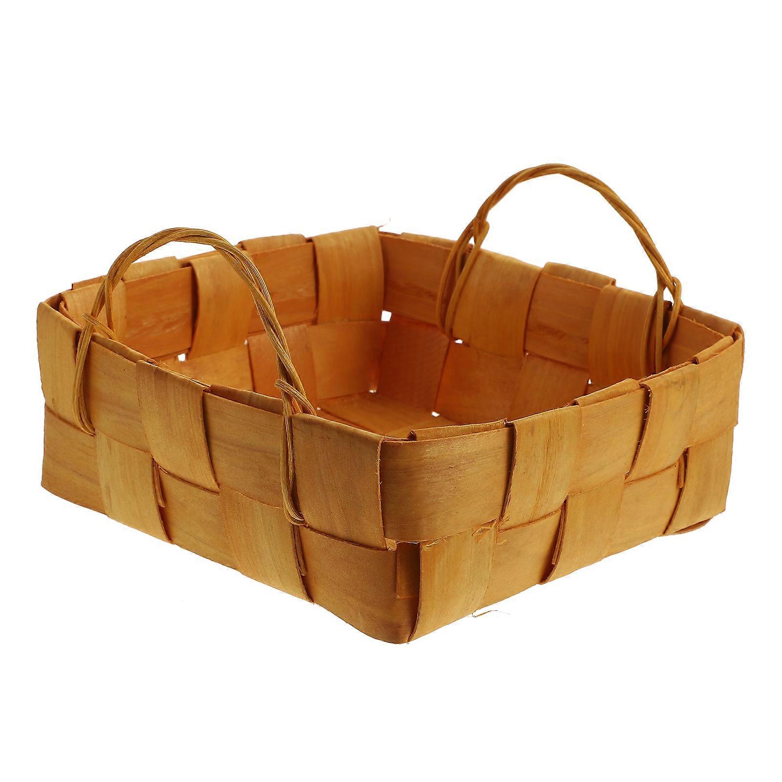 Synthetic Material Storage Basket for Organizing Sundries Bread Eggs with Handle Khaki 1PC