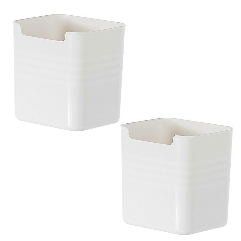 White Plastic Cosmetic Storage Box for Makeup and Stationery Organization on Desk or Vanity