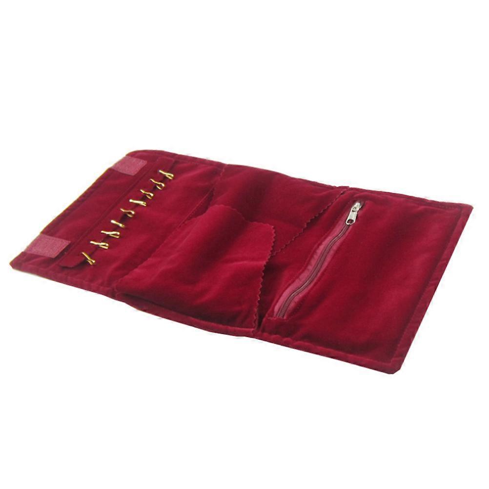 Red Lint Jewelry Storage Roller Bag for Women Keeps Accessories Organized and Clean Compact Size