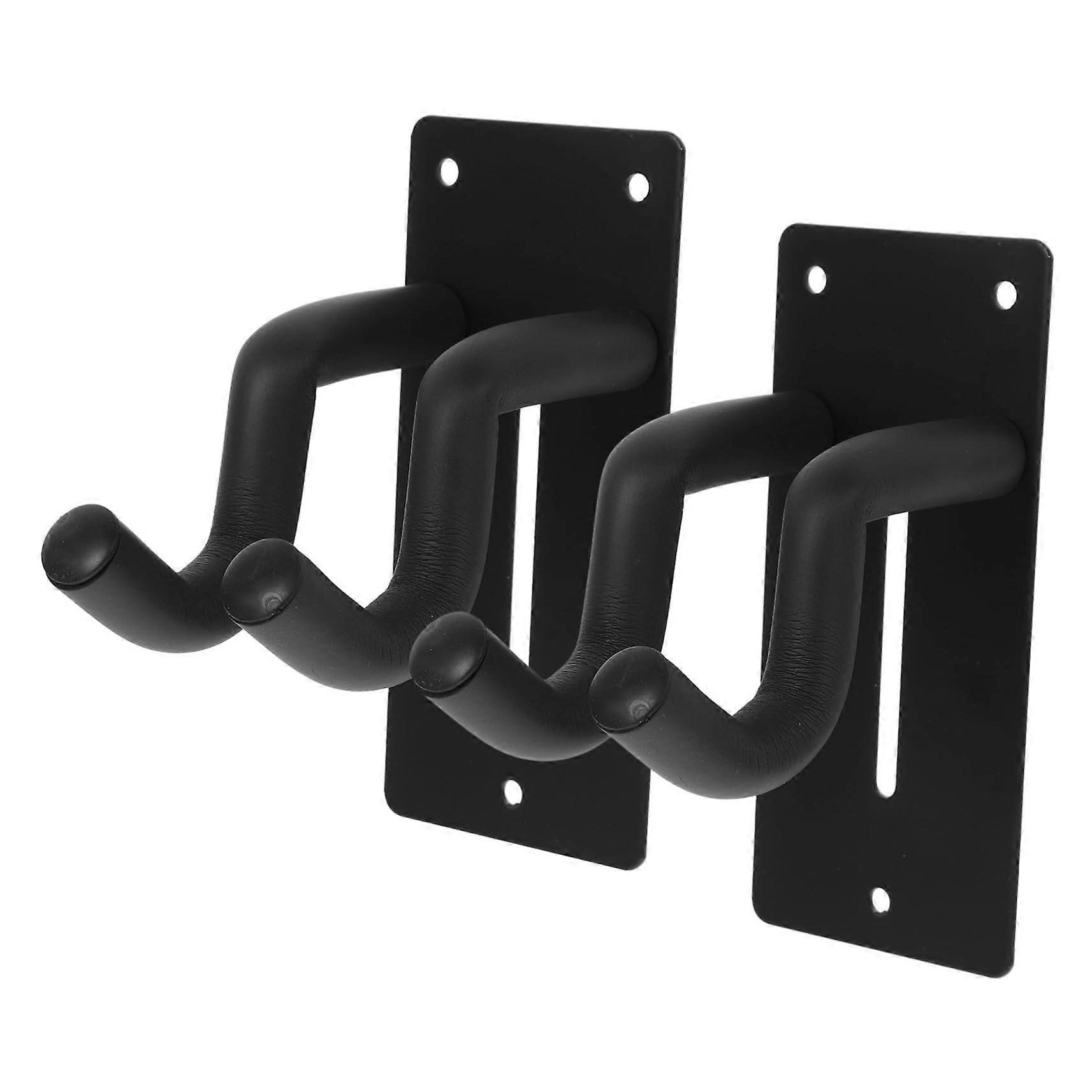 Guzheng Wall Mounts, 2-Piece Acoustic Stands, Unique Grooved Design, Sturdy Iron Construction, Black Guzheng Display