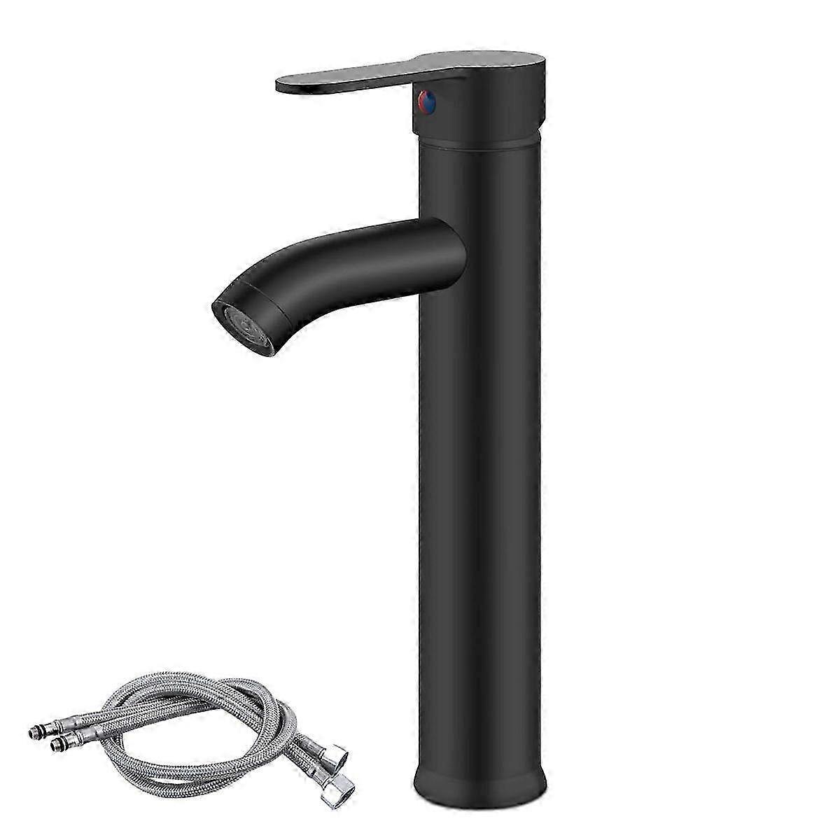 Single-Lever Mixer Tap for Countertop Wash Basin - Black Bathroom Faucet for Stylish Water Flow Control