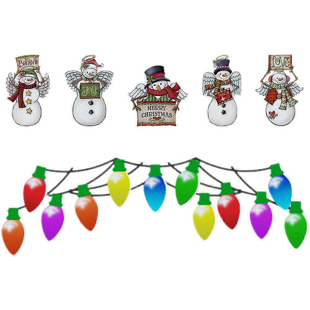 1 Set Christmas Themed Car Magnets Reflective Xmas Cartoon Design