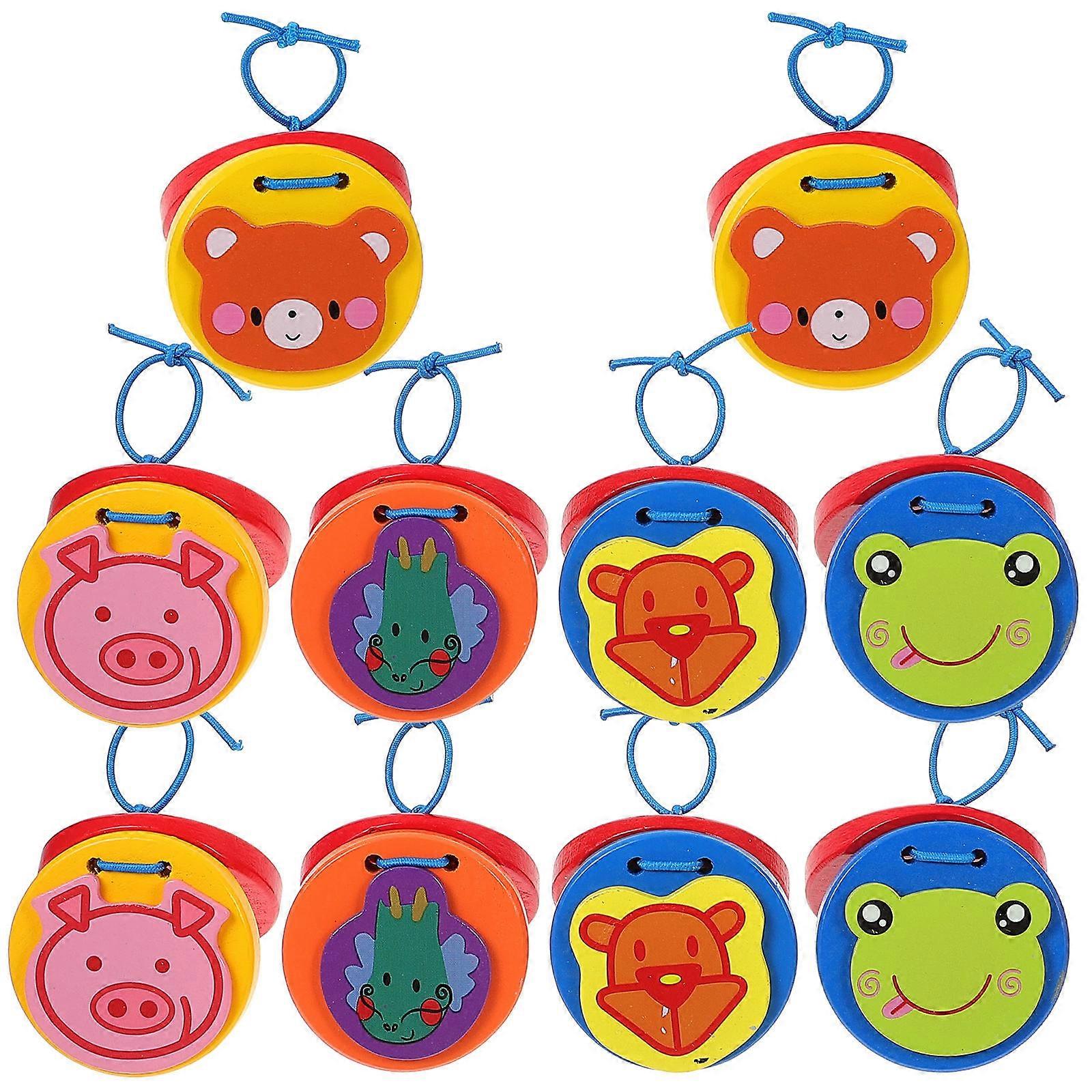 Cartoon Pattern Castanets Musical Educational Orff Percussion Instruments for Hearing Cognitive Development Christmas Gift Random Color