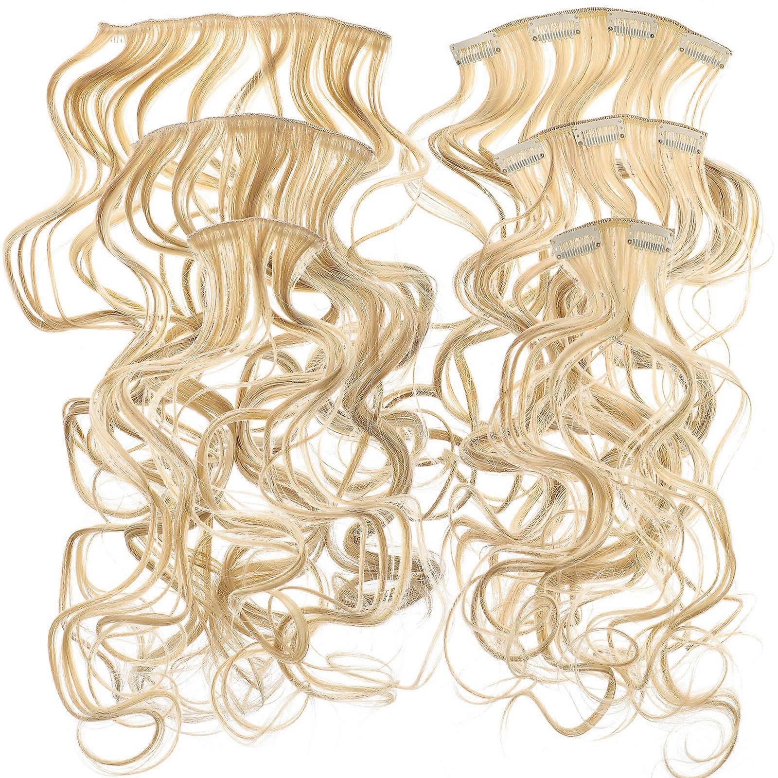 Light Brown Clip In Hair Extensions Wavy Real Human High Temperature Silk Soft Comfy Easy to Wear Fits Many Occasions 6pcs