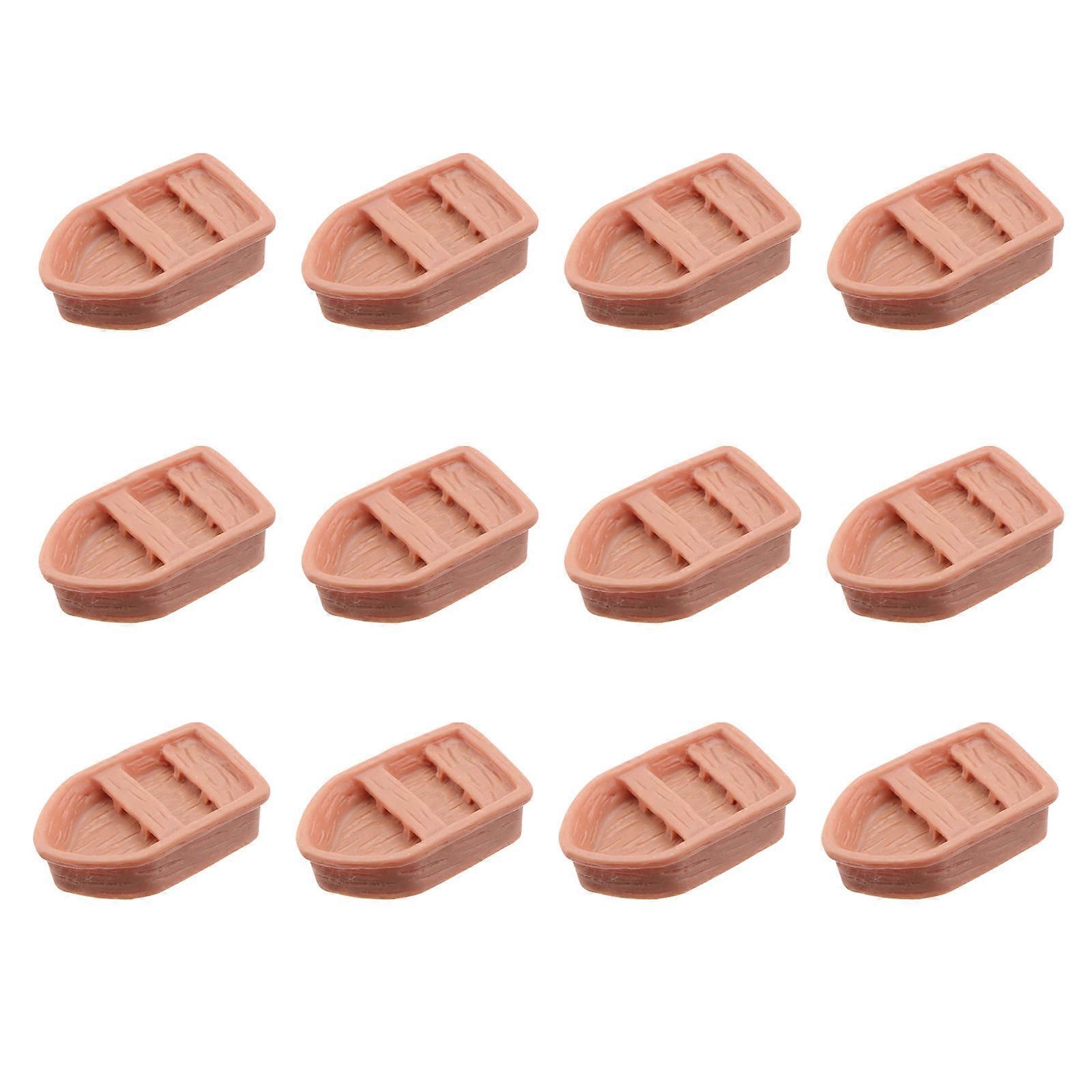 12pcs Realistic Resin Boat Models Lifelike Toy Craft Miniature Sailboat Set
