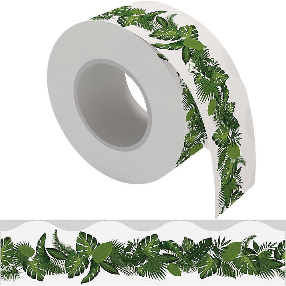 1 Roll of Bulletin Board Border Sticker Blackboard Border Sticker Tree Leaf Pattern Border Sticker