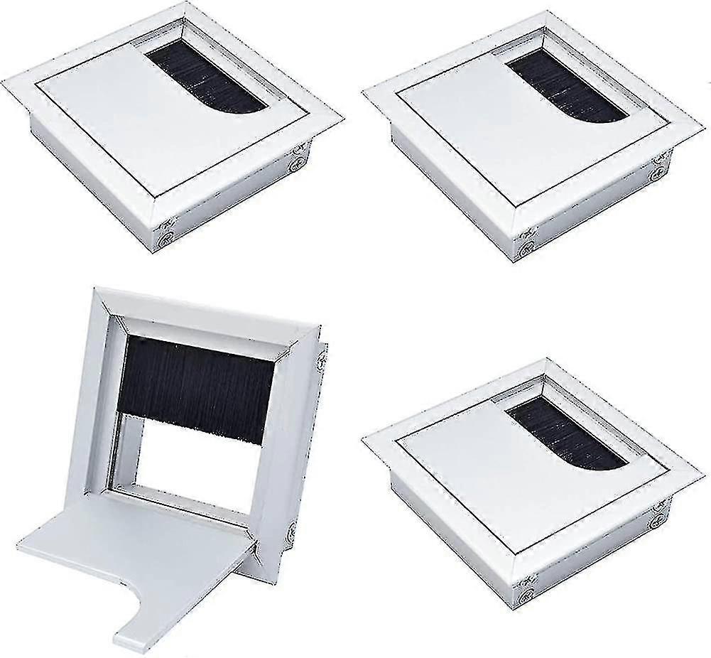 4pcs Computer Desk Grommet Square Aluminum Cable Hole Cover
