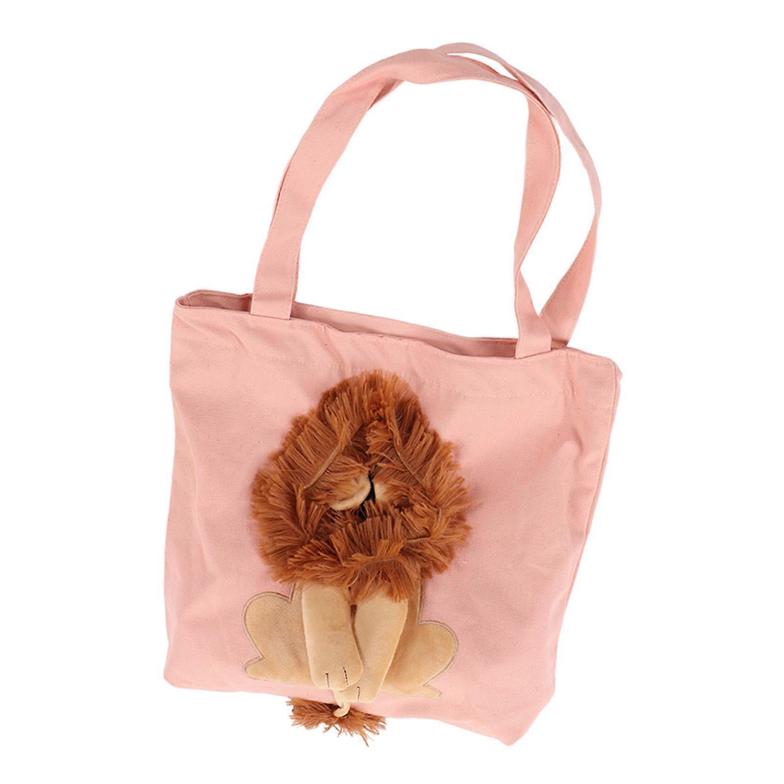 Pet Canvas Bag Cute Lion Shaped Large Capacity Portable Pet Shoulder Carrying Bag for Outdoor Type 1