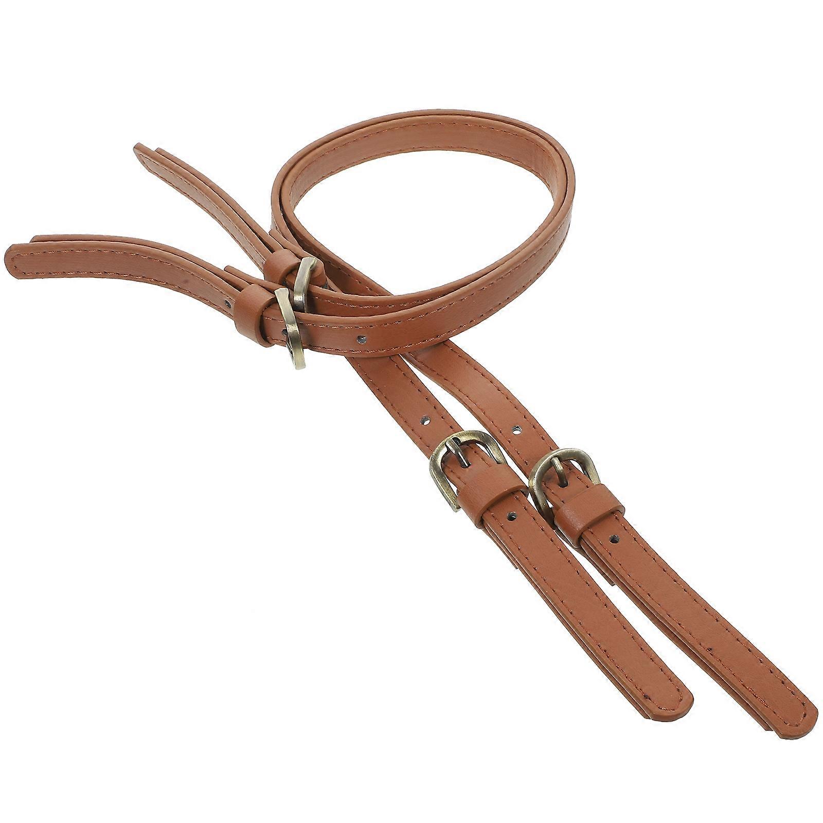 Brown Synthetic Adjustable Handbag Strap for Tote Bag Replacement Accessories with Dual Buckle 2 Pcs