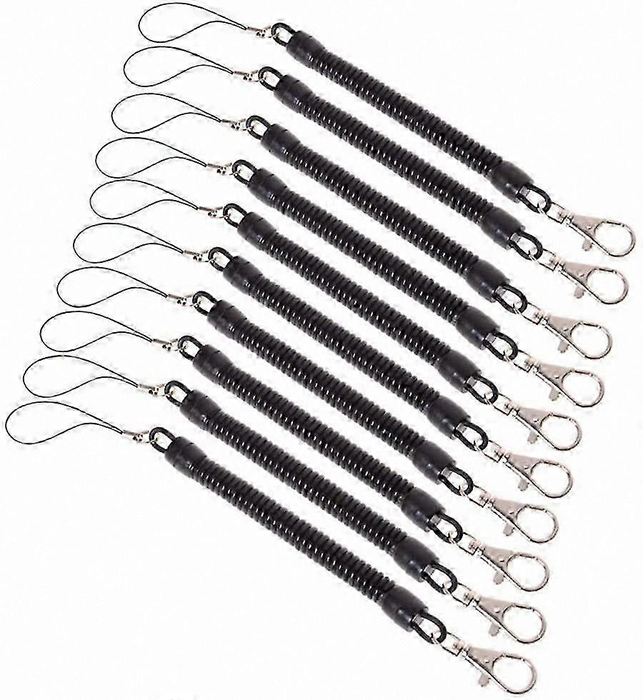 10-Pack Black Spring Rope Keychains