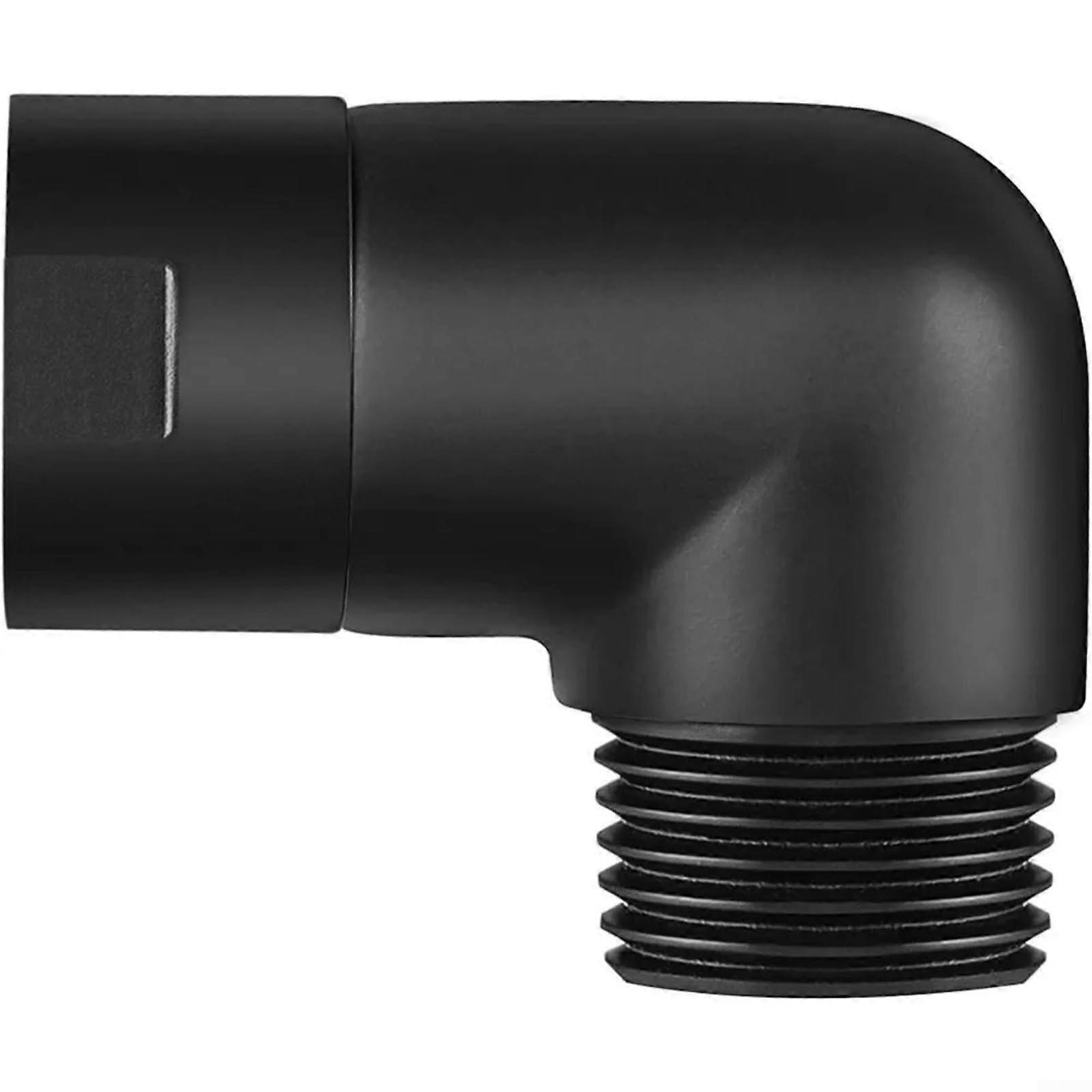 Shower Hose Adapter G1/2, 90 Degree Angled Elbow for Hand Shower, Internal and External Threads, Black