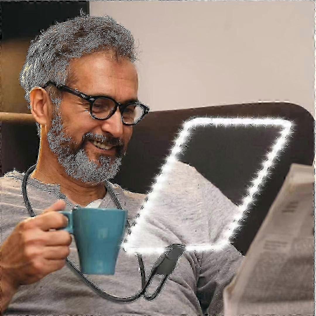 זכוכית מגדלת נטענת ללא ידיים עם אור ומעמד 5X זכוכית מגדלת לענידת צוואר זכוכית מגדלת לקשישים לתיקון קריאה תפירה