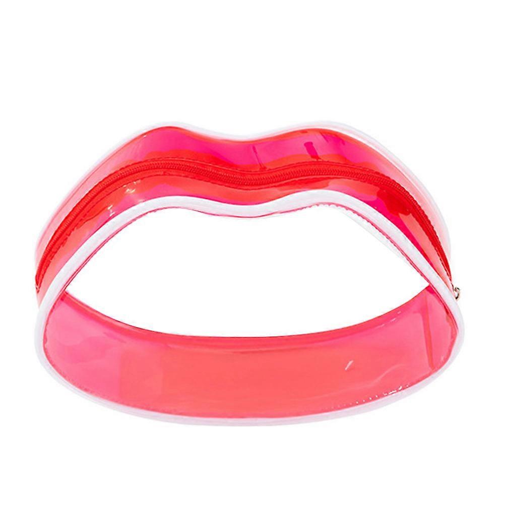 1Pc Transparent Large Capacity Cosmetic Bag Red Makeup Toiletry Organizer