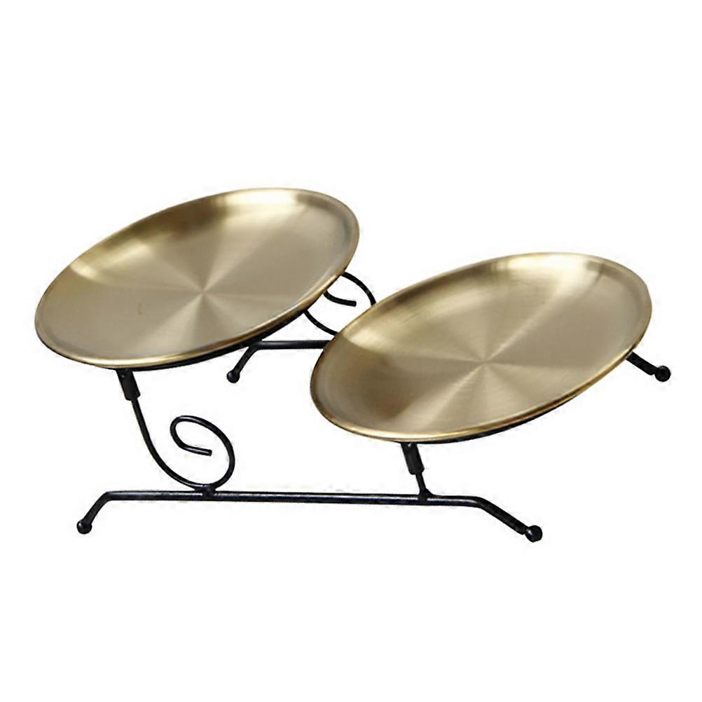 Double Layer Cake Stand for Storage 1Pcs Iron Fruit Snack Tray in Golden