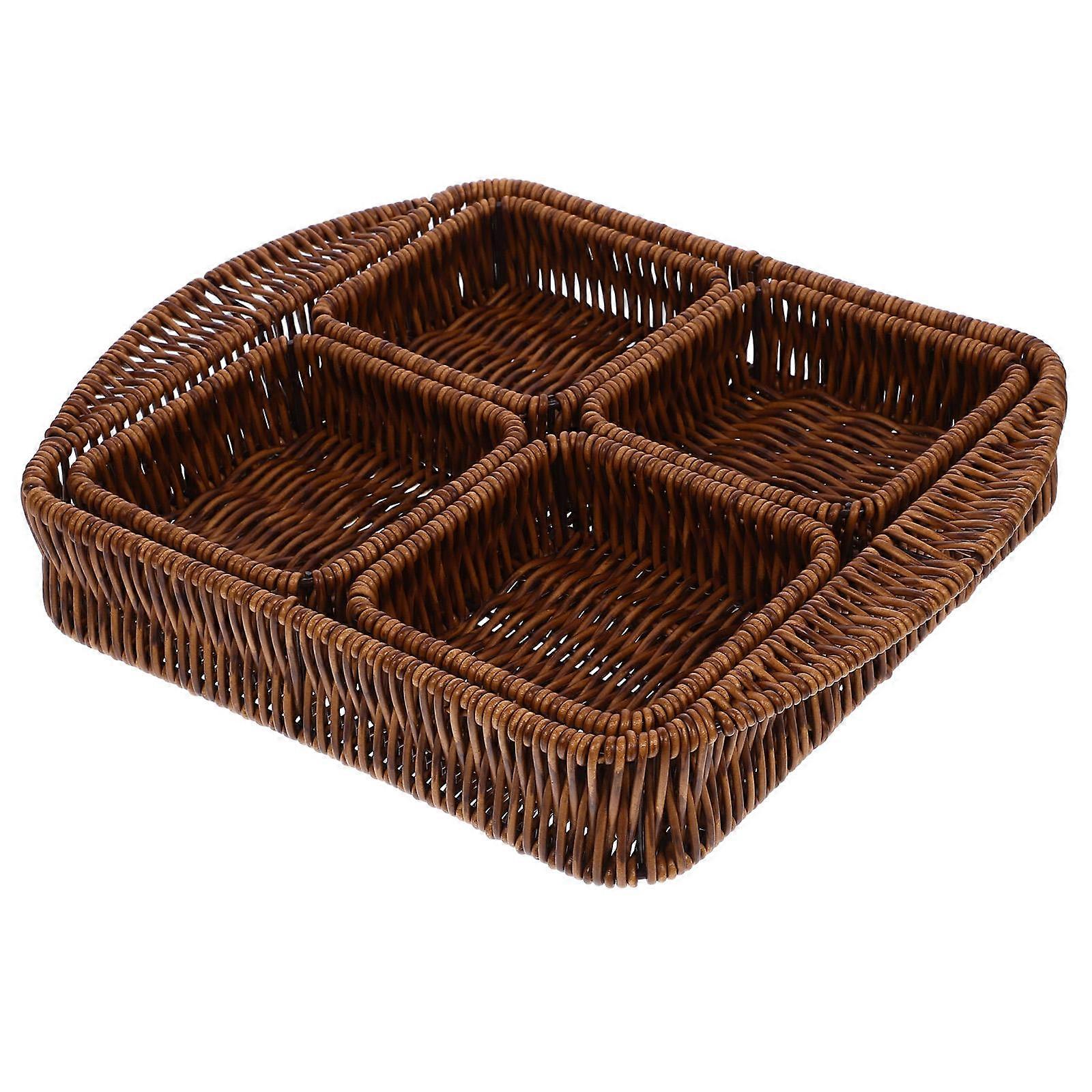 Imitation Rattan Fruit Platter Snack Serving Fruit Tray Storage Decorative Bowl Modern Design