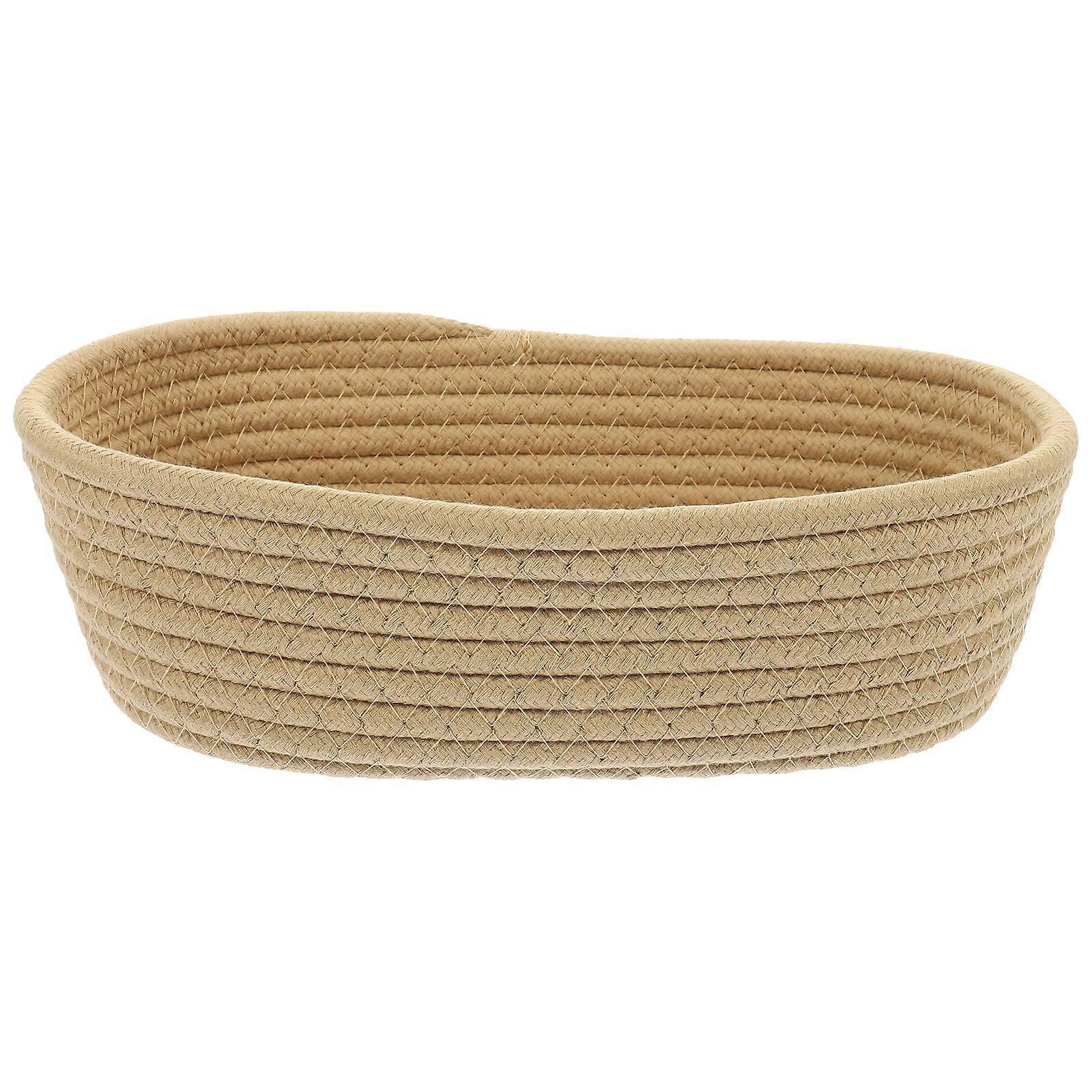 Nordic Style Cotton Rope Woven Baskets for Storage Shelves Khaki Small Decorative Basket 7.8x3.9x3.9 Inches