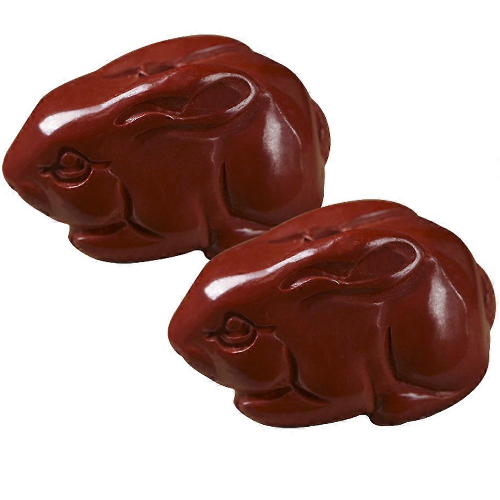 2pcs Coffee Rabbit Shaped Beads for DIY Jewelry Making and Craft Projects