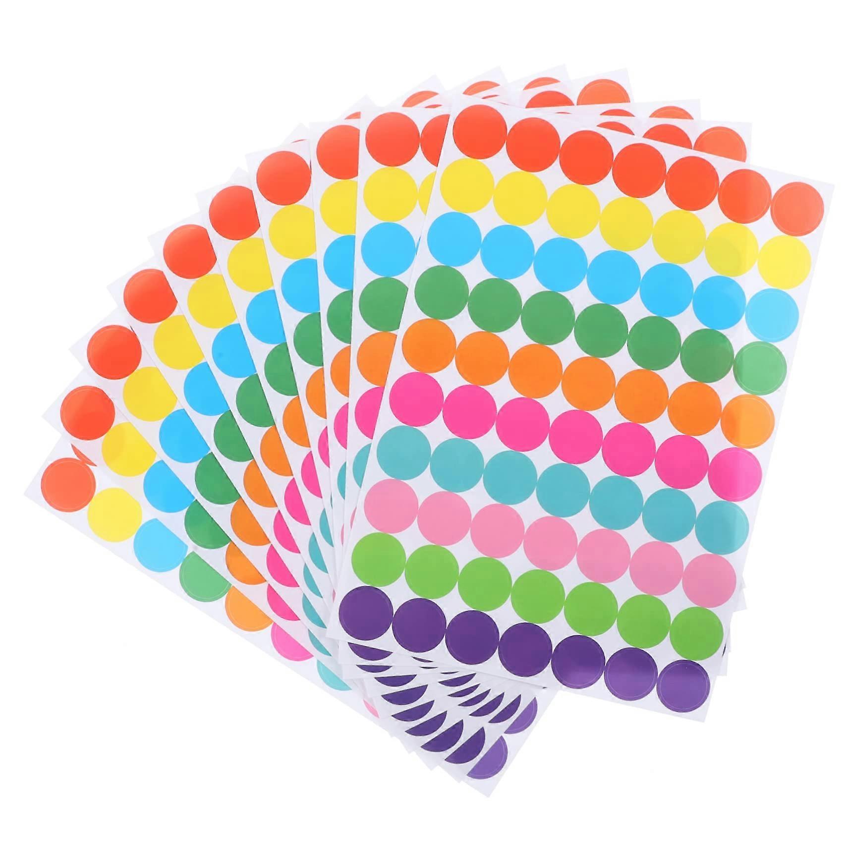 20 Sheets Small Round Colour Dot Stickers for Envelopes, Crafting, Number Labels, and Star Points