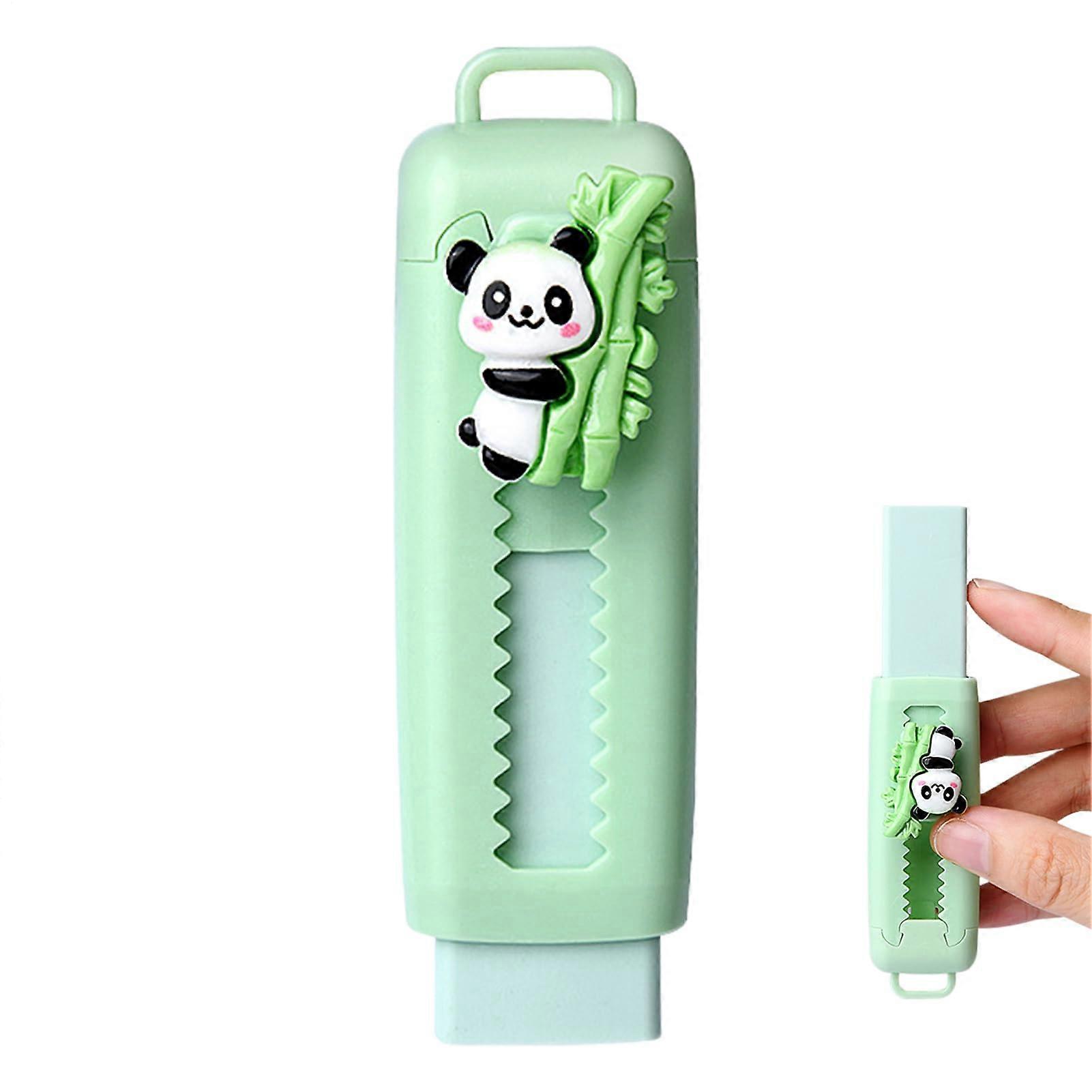 Retro Bending Eraser for Kids, Cartoon Panda Push Pull Slide Pencil Eraser, Cute Writing and Drawing Tool, 3D Design