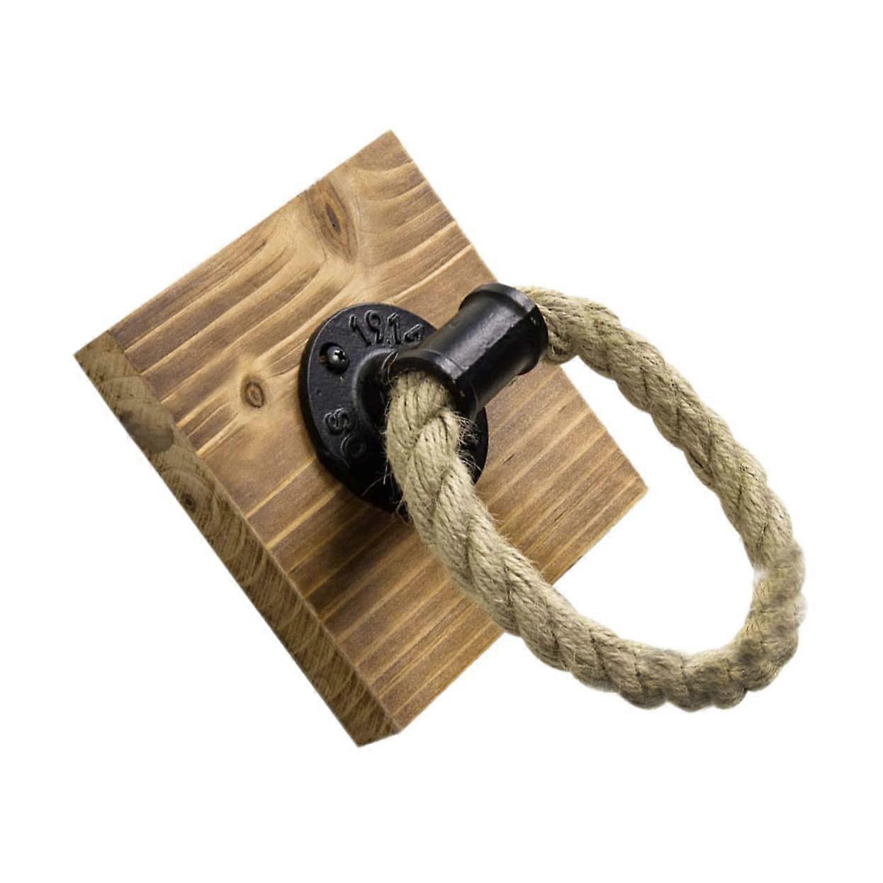 Wallmounted wooden towel ring for bathroom and practical towel holder with rounded corners for safe use