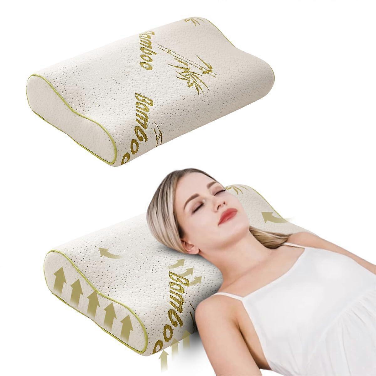 Memory Foam Bamboo Pillow for Neck and Shoulder Pain Relief, Hypoallergenic Anti-Snore Orthopedic Cushion 40x70 cm