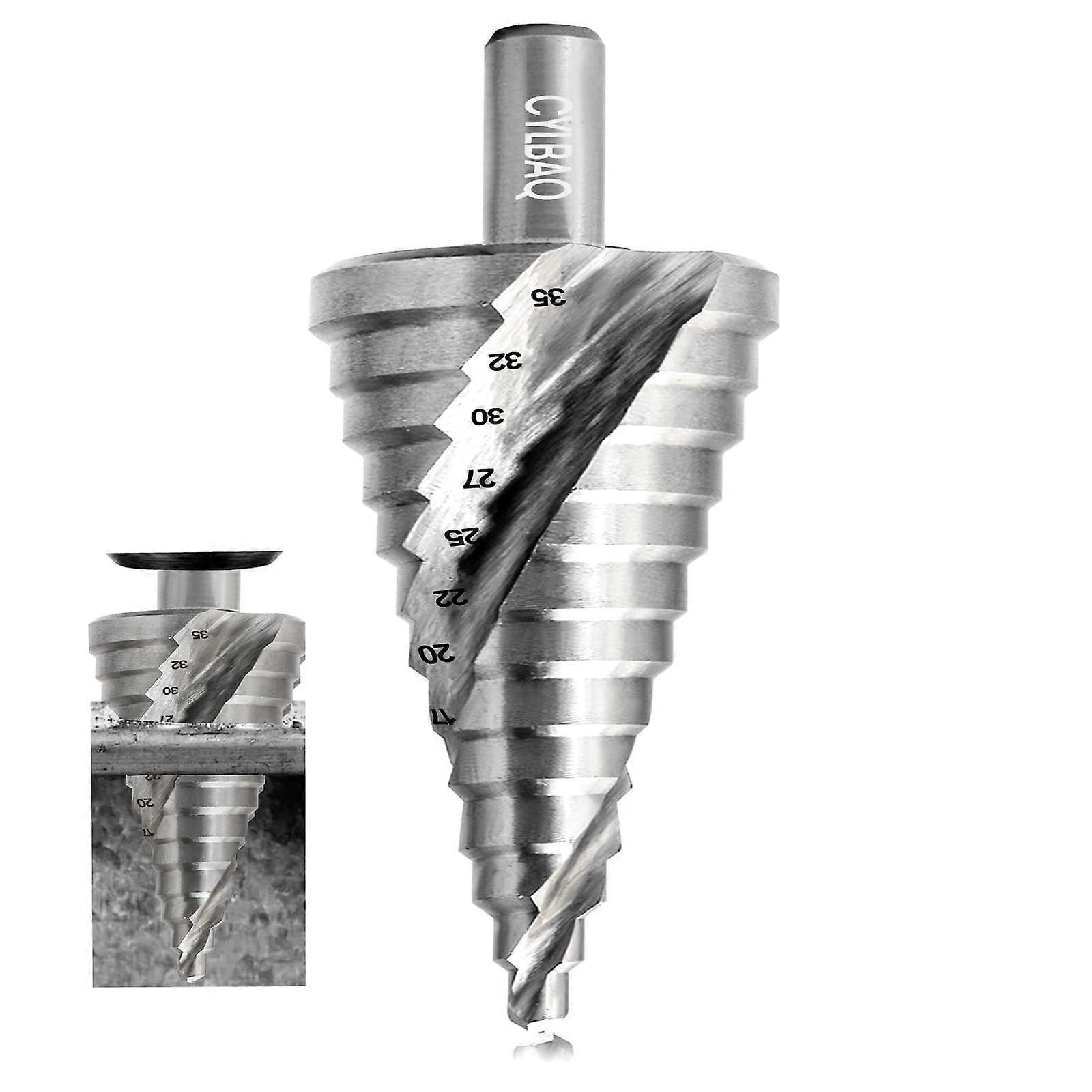 HSS Spiral Groove Step Drill Bit for Metal, 5mm35mm (13 Steps)