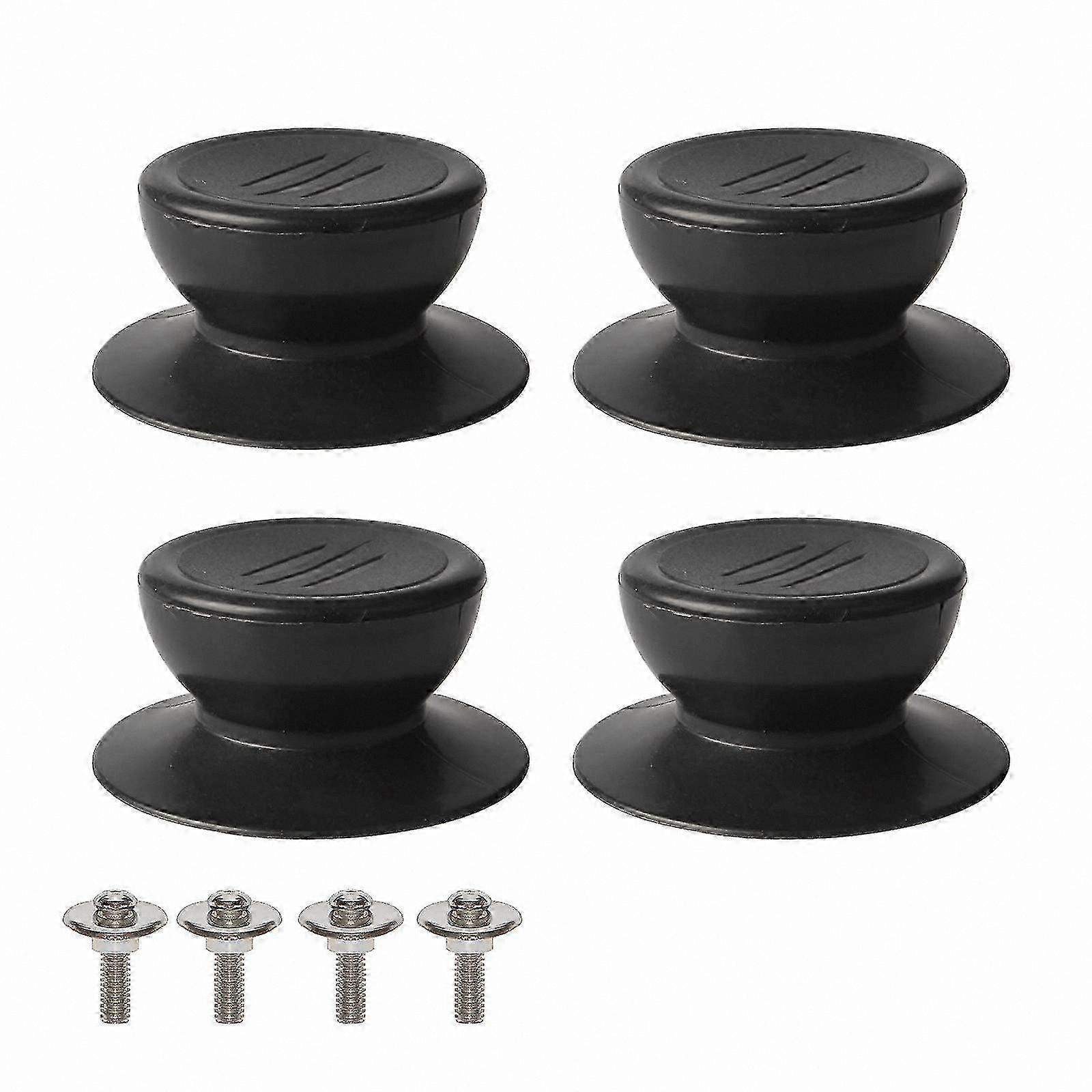 Black Universal Glass Lid Knobs, 4-Pack Kitchen Replacement Handles for Pots and Lids