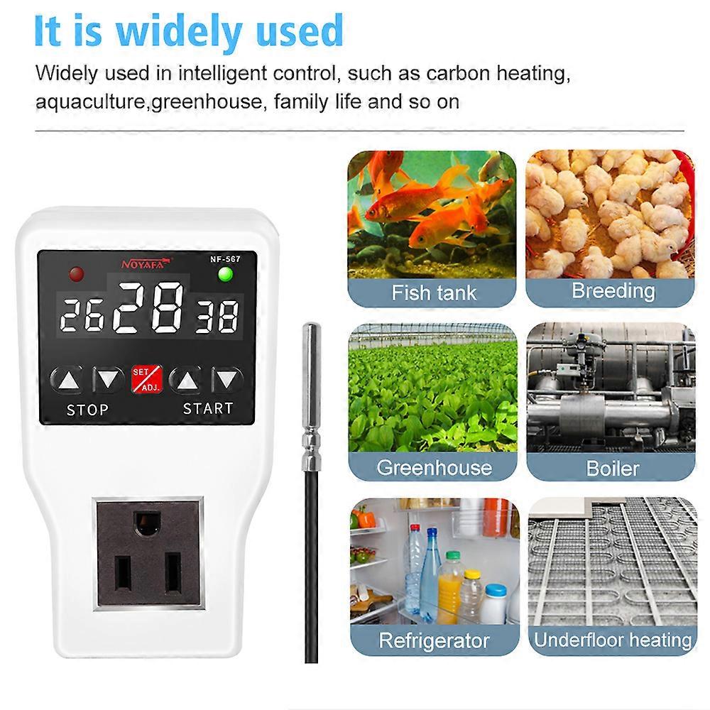 NOYAFA NF-567 Time Socket Digital Thermostat 800W 10A Temperature Controller Socket 110V With Timer Switch Cooling Heating Temperature Sensor US Plug
