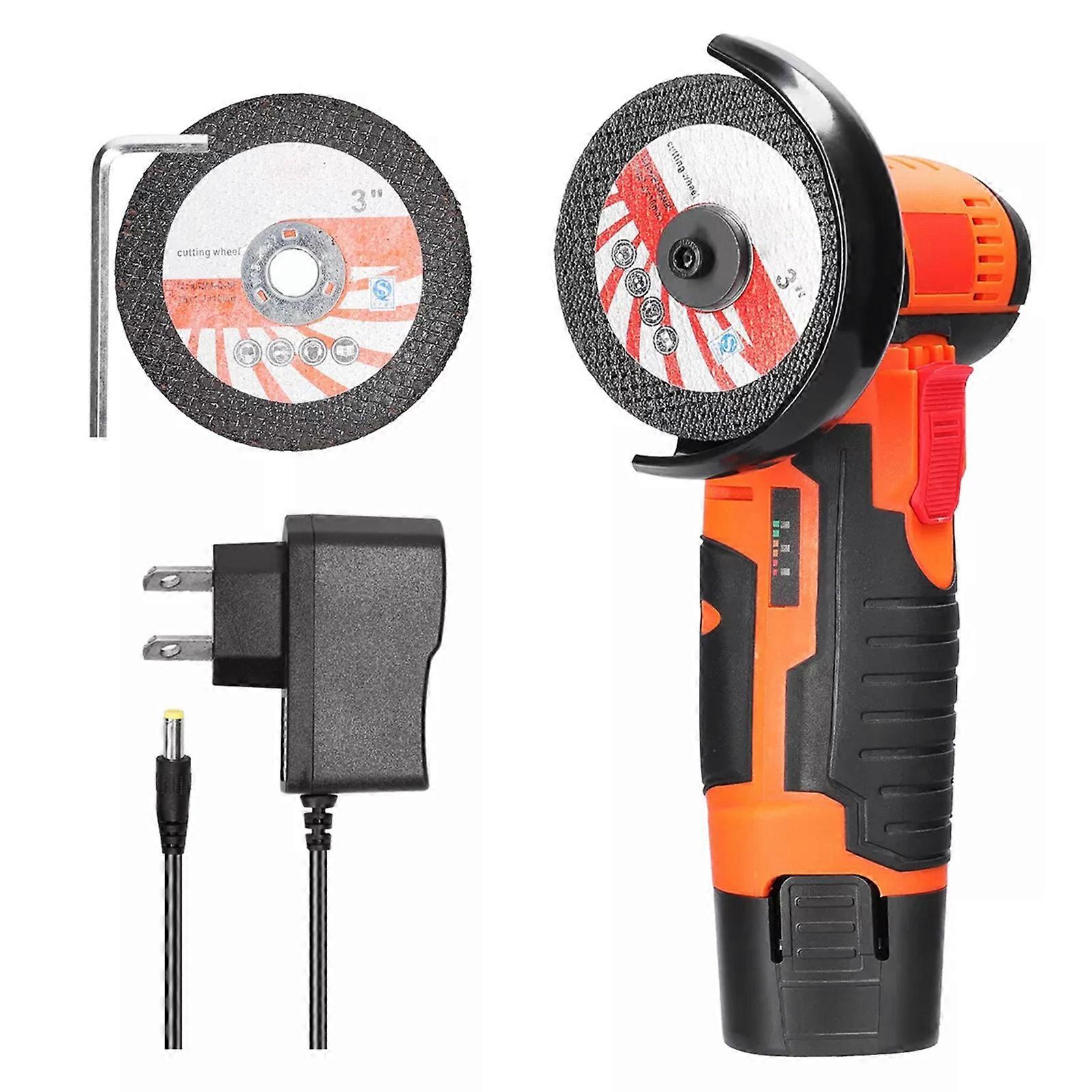 Small Grinder Cordless Angle Grinder for Outdoor Use Orange Li-Ion Battery 1Set