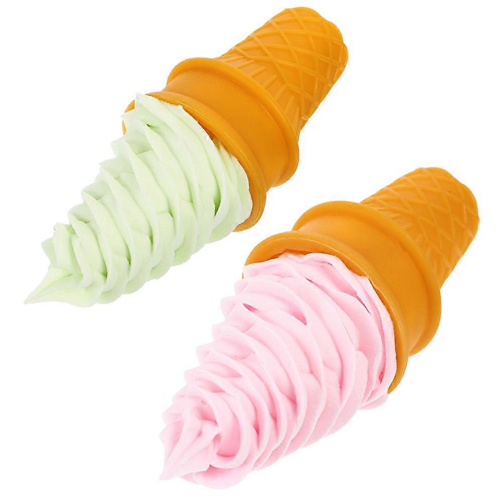 Ice Cream Model Artificial Lifelike Fake Ice Cream Decor Display Models for Dessert Realistic Cone PVC 2pcs