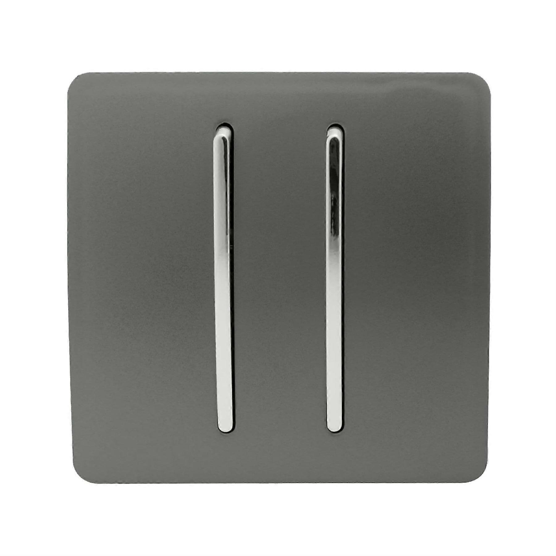 Trendi 2 Gang Artistic Modern Glossy Tactile Home Automation Switch Charcoal