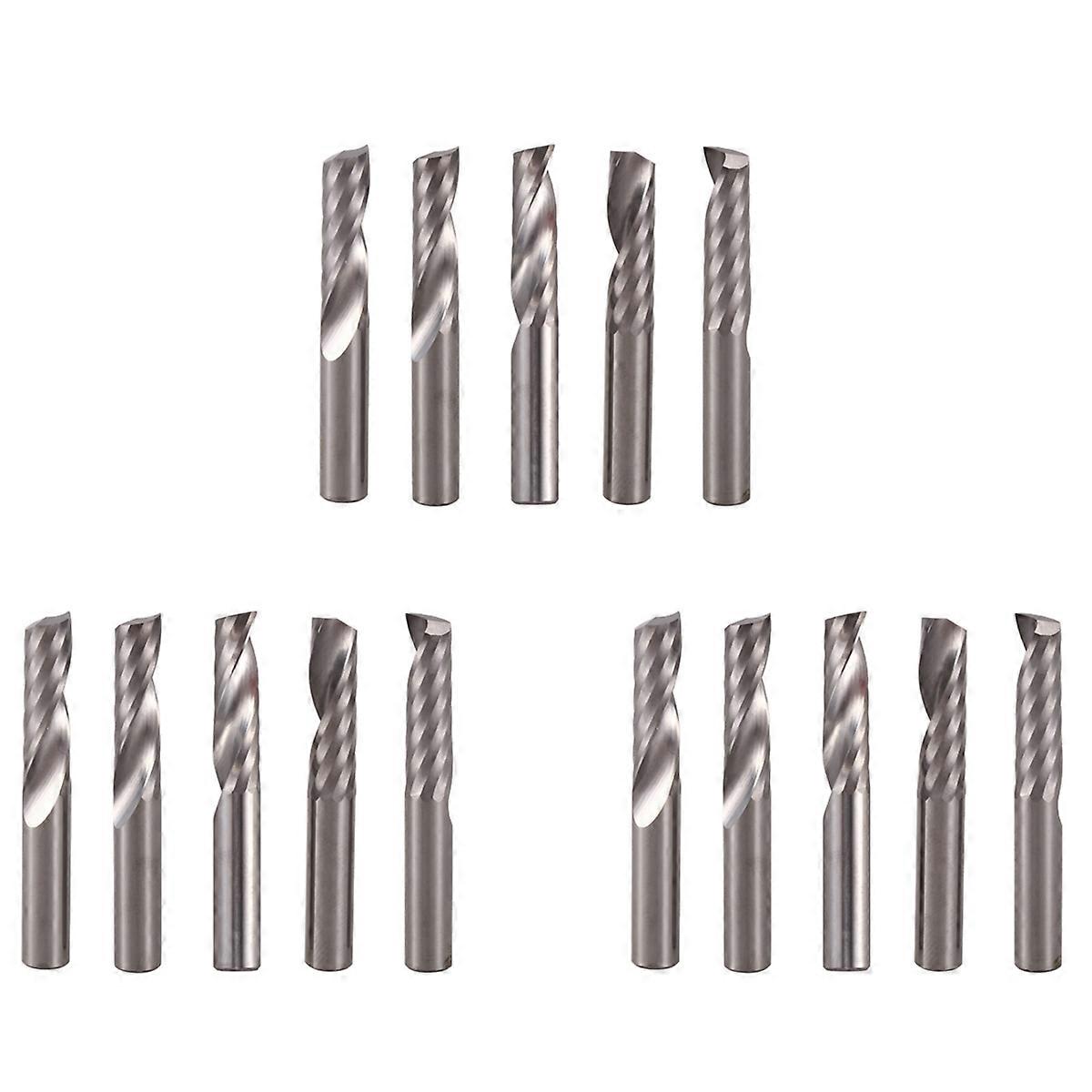 15Pcs 6mm 1/4 Inch Carbide Cnc Router Bits One Single Flute End Mill Tools 22mm