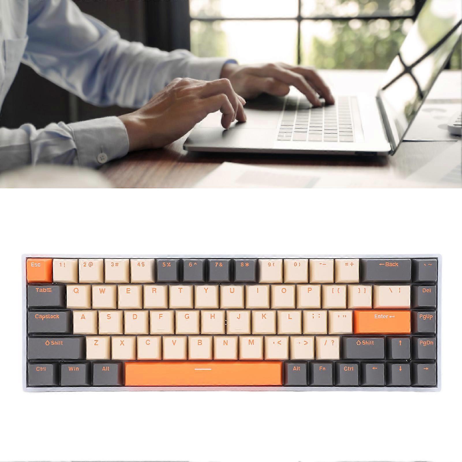 68-Key RGB Mechanical Keyboard White Case Wireless & Wired